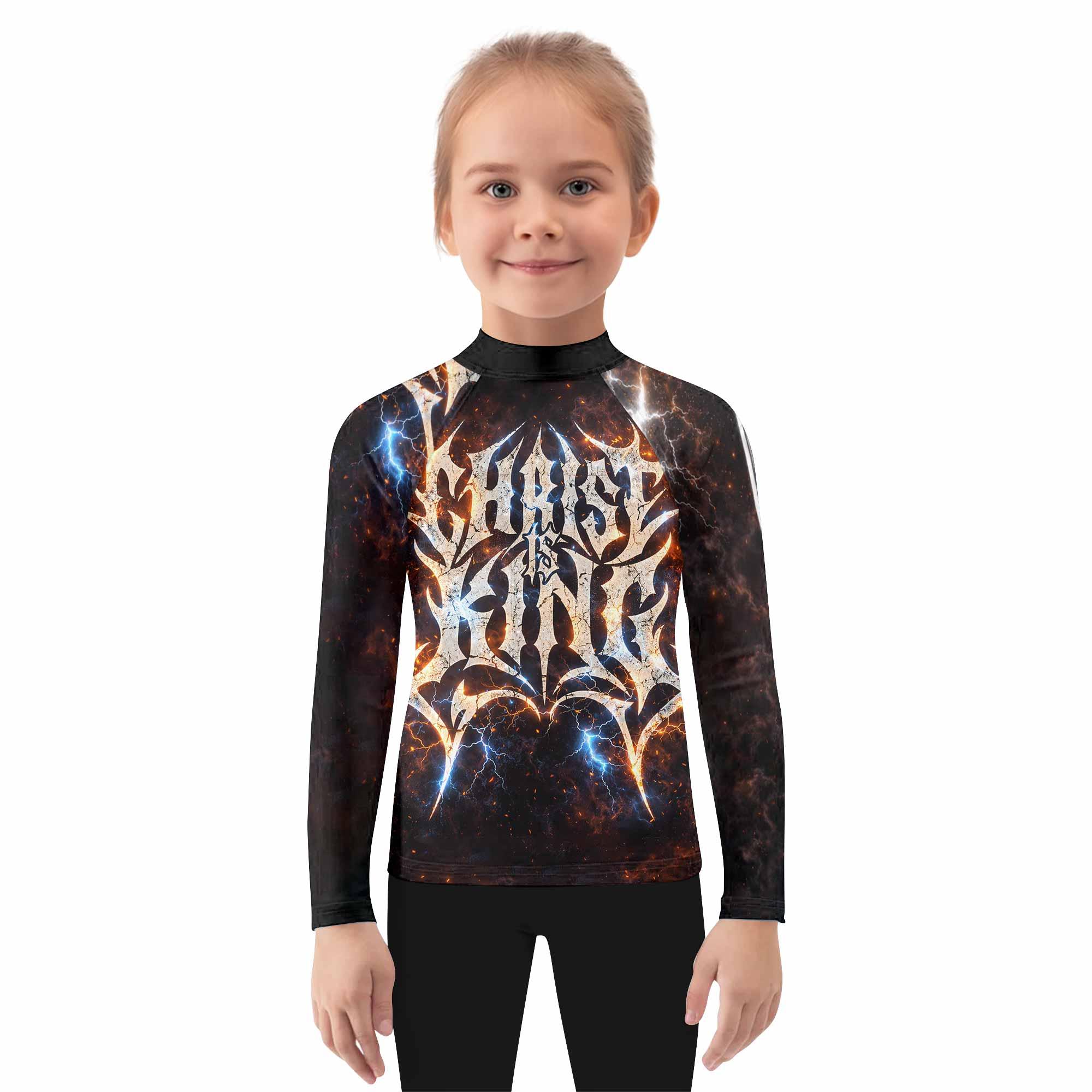 Christ is King Kids Rash Guard Long Sleeve - girl's lifestyle view