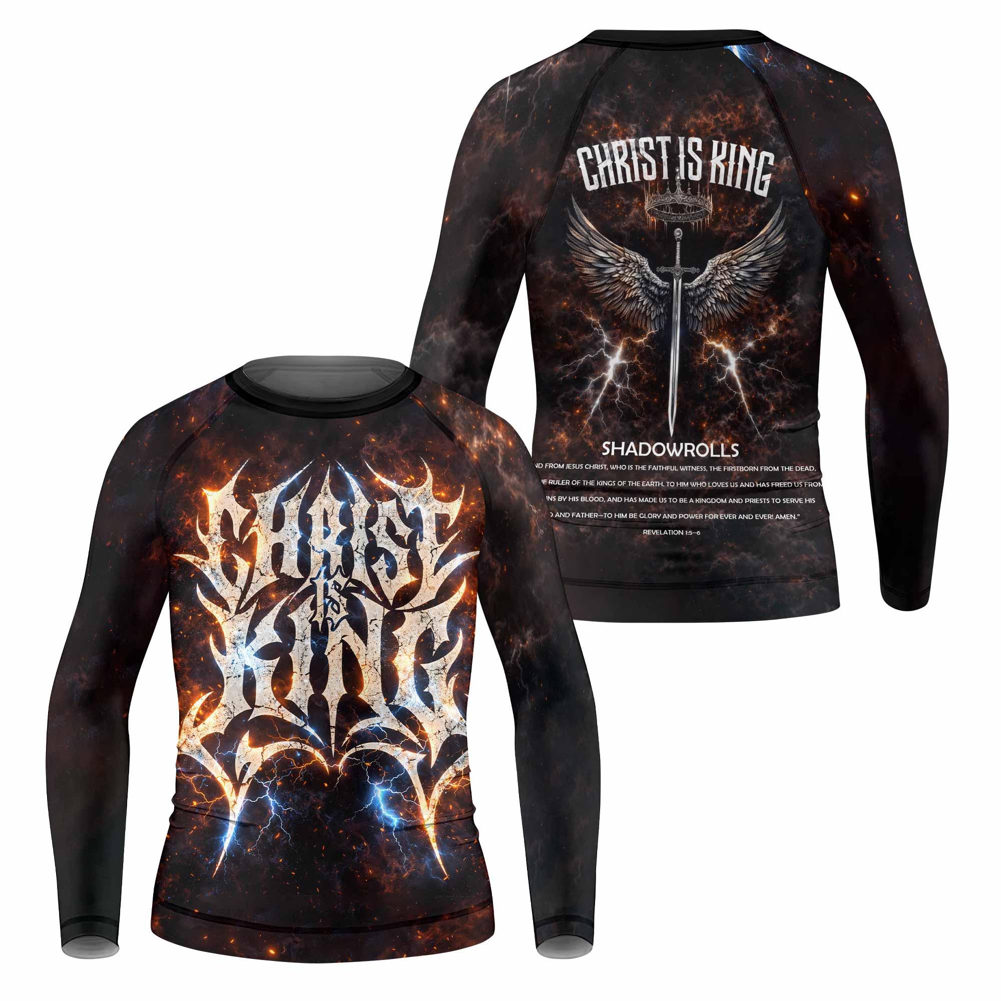 Christ is King Kids Rash Guard Long Sleeve - front and back view