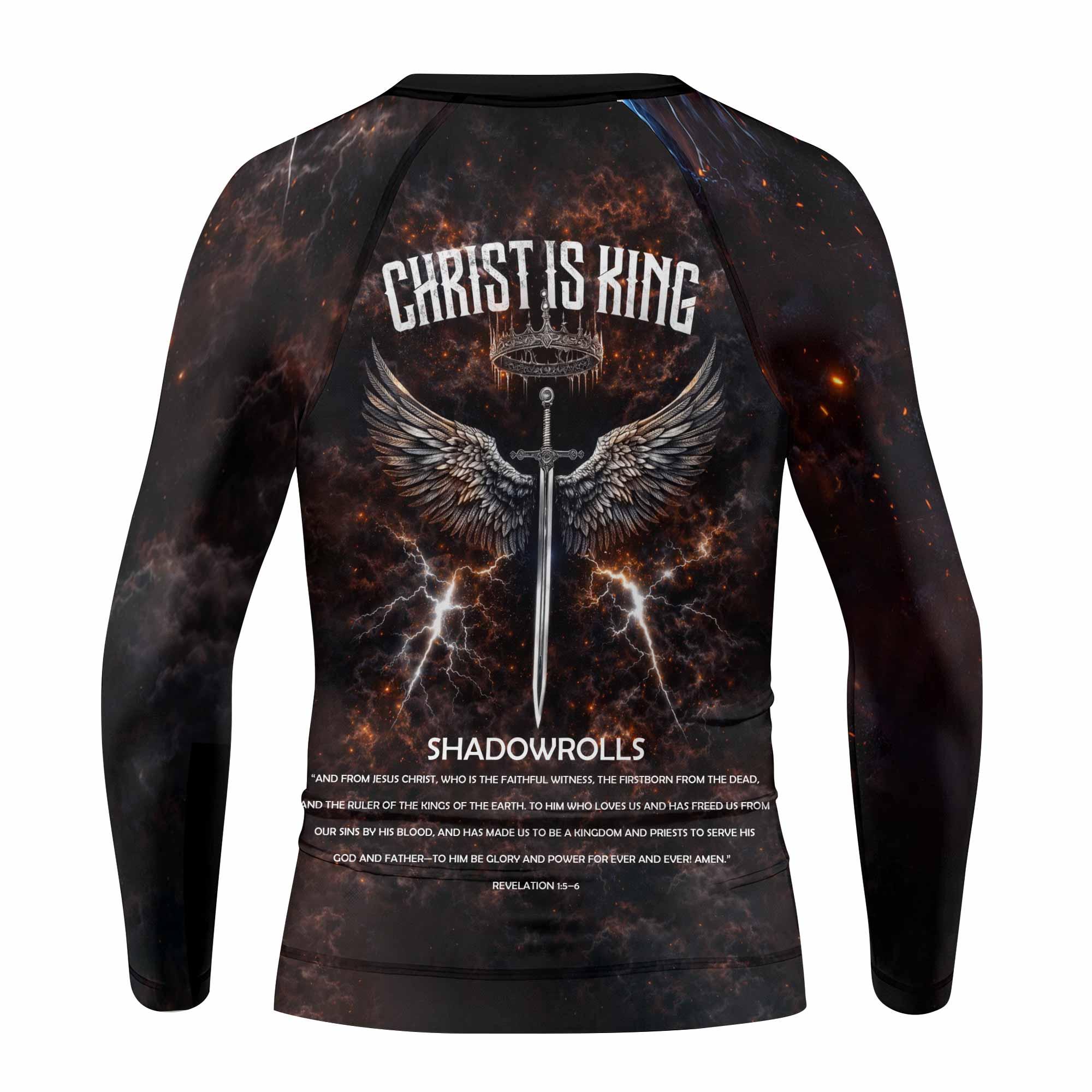 Christ is King Kids Rash Guard Long Sleeve - back view mockup