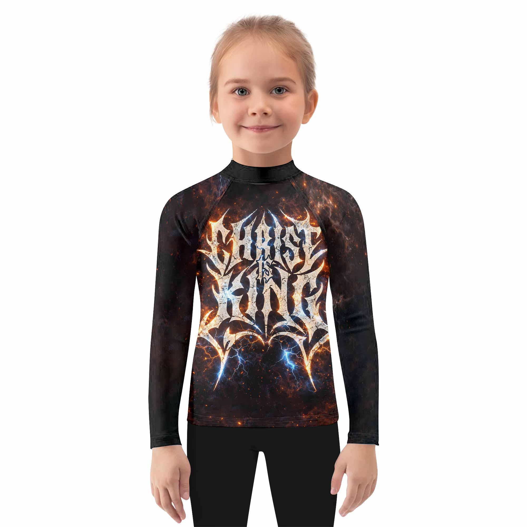 Christ is King Kids Rash Guard Long Sleeve - girl's lifestyle view
