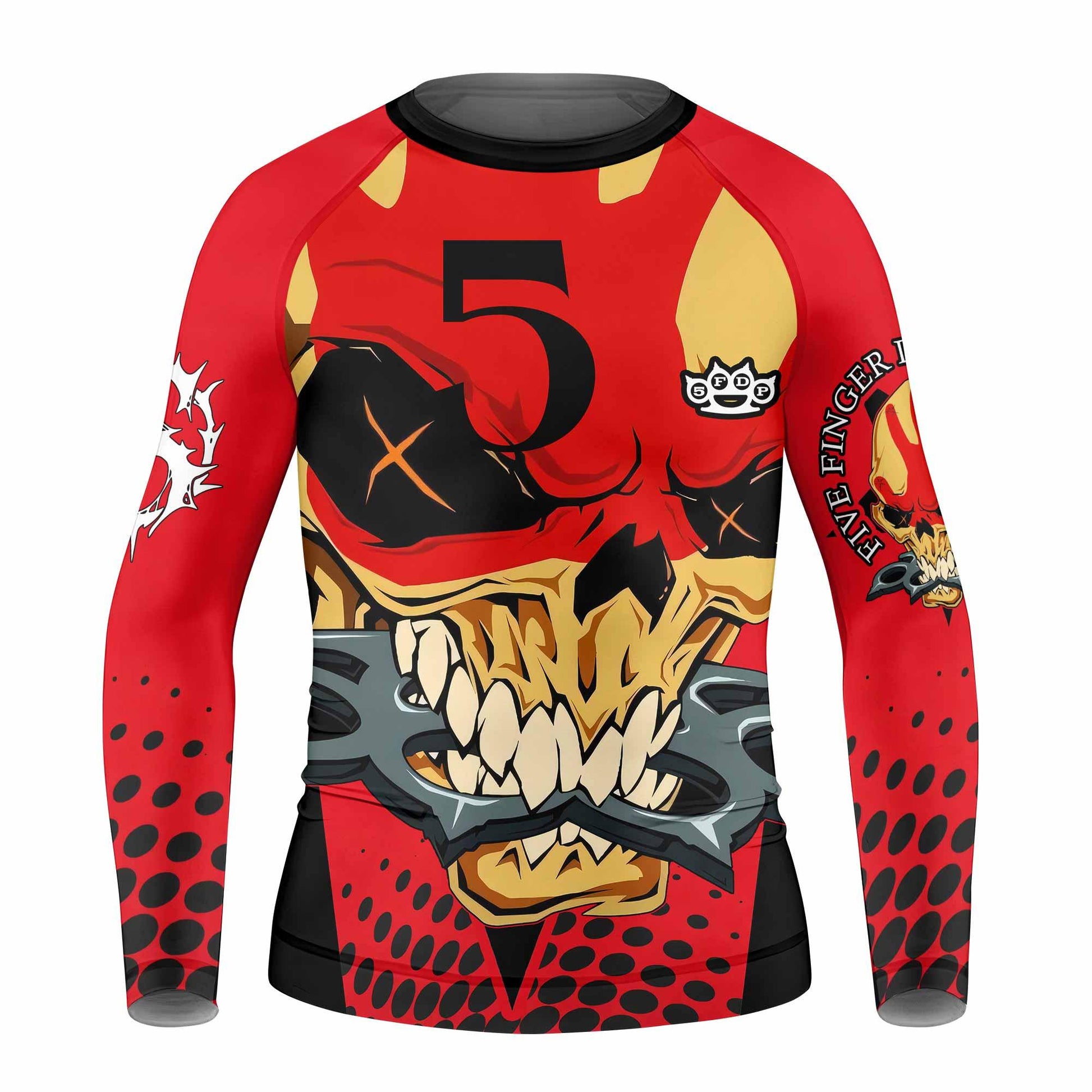 Five Finger Death Punch 5FDP Kids Rash Guard Long Sleeve - front view mockup