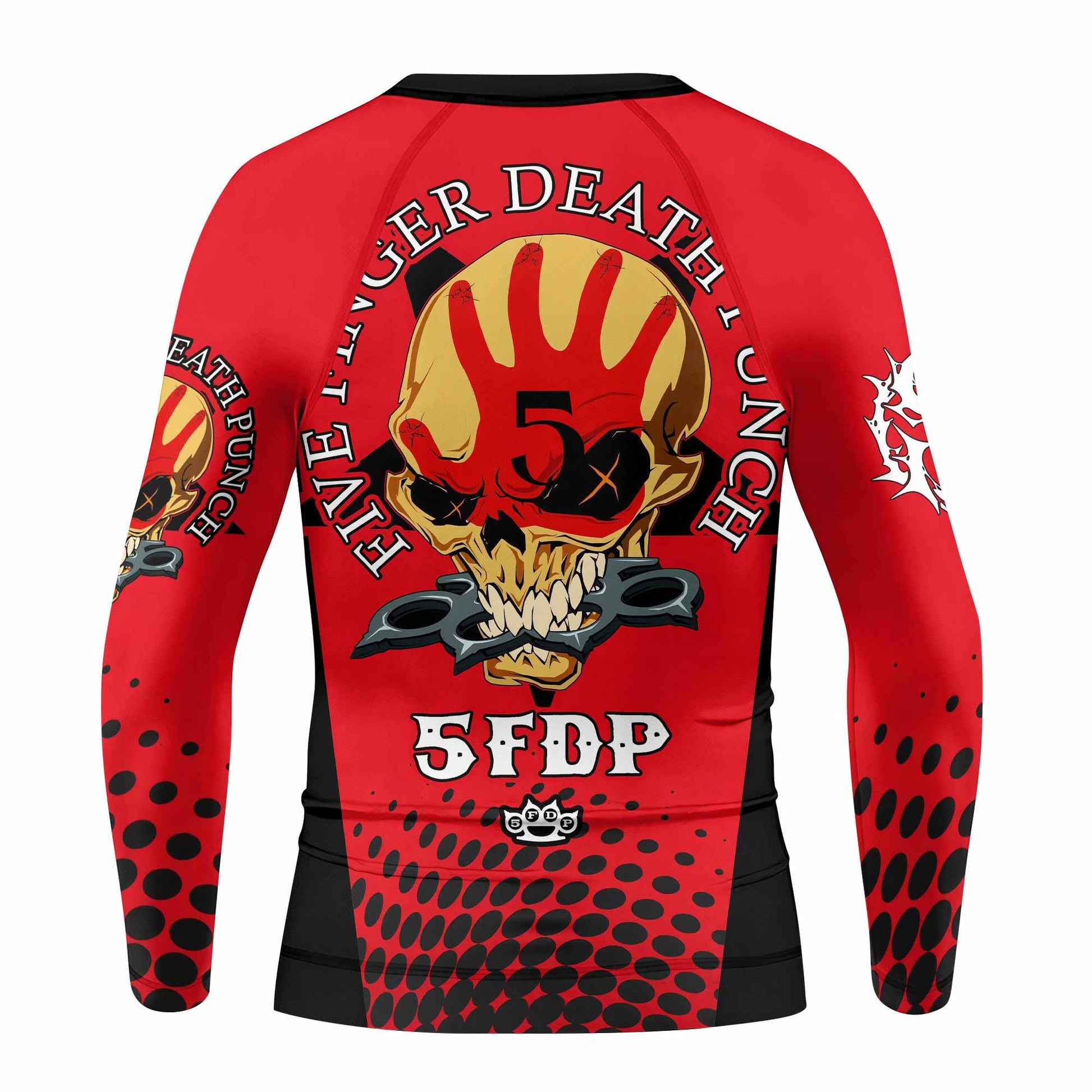 Five Finger Death Punch 5FDP Kids Rash Guard Long Sleeve - back view mockup