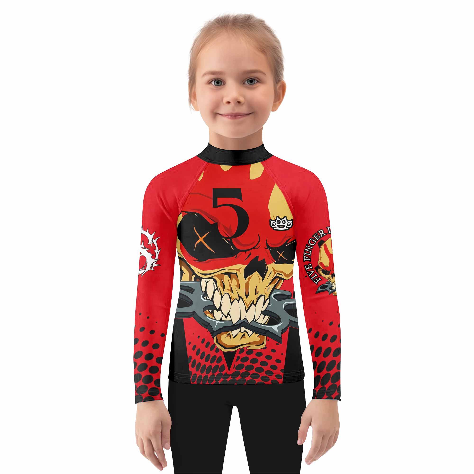 Five Finger Death Punch 5FDP Kids Rash Guard Long Sleeve - girl's lifestyle view