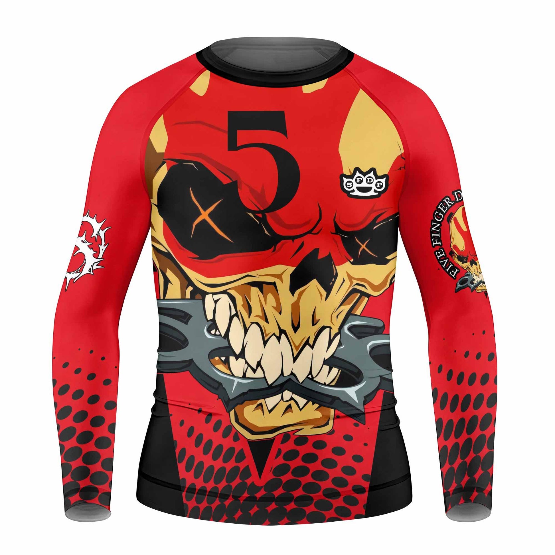 Five Finger Death Punch 5FDP Kids Rash Guard Long Sleeve - front view mockup