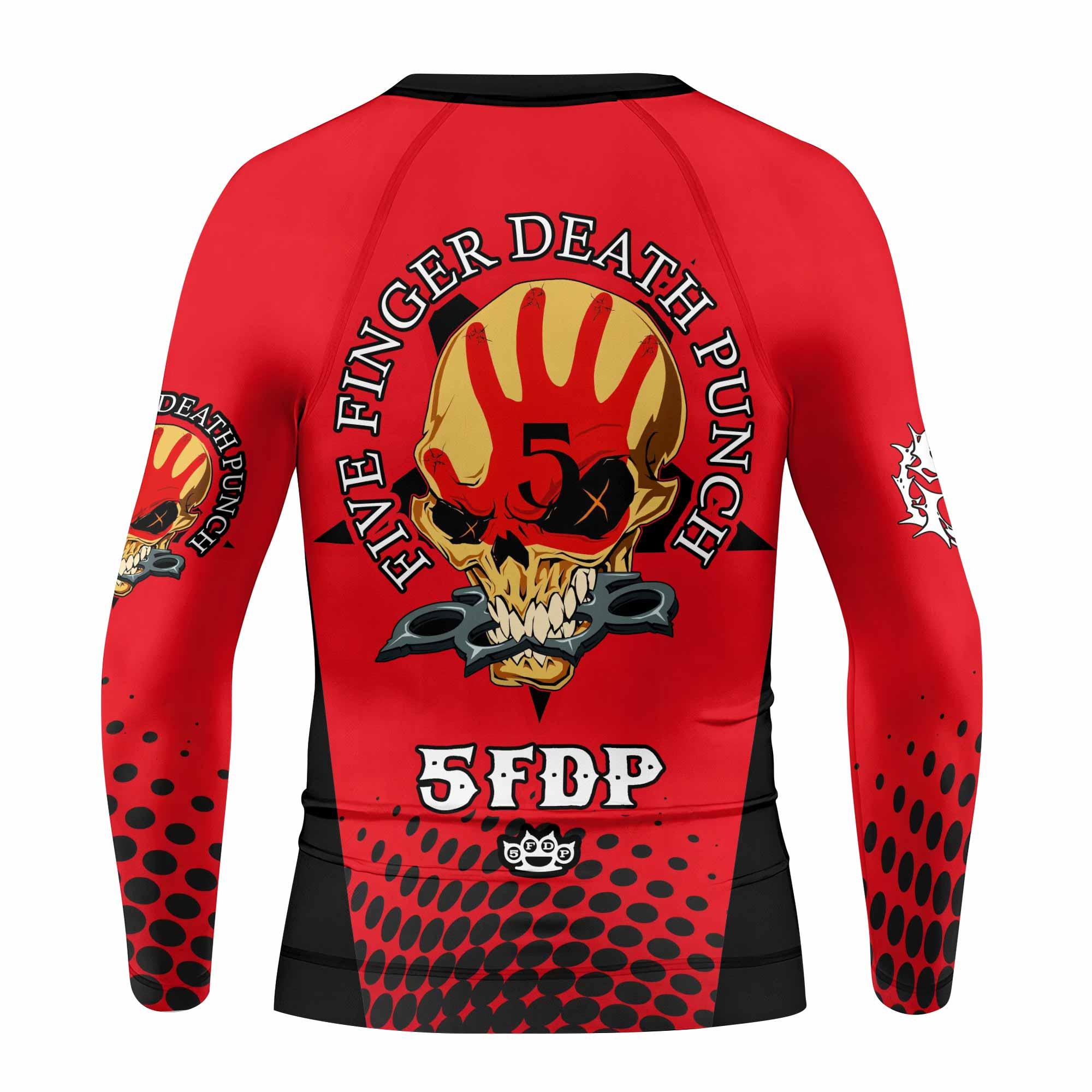Five Finger Death Punch 5FDP Kids Rash Guard Long Sleeve - back view mockup