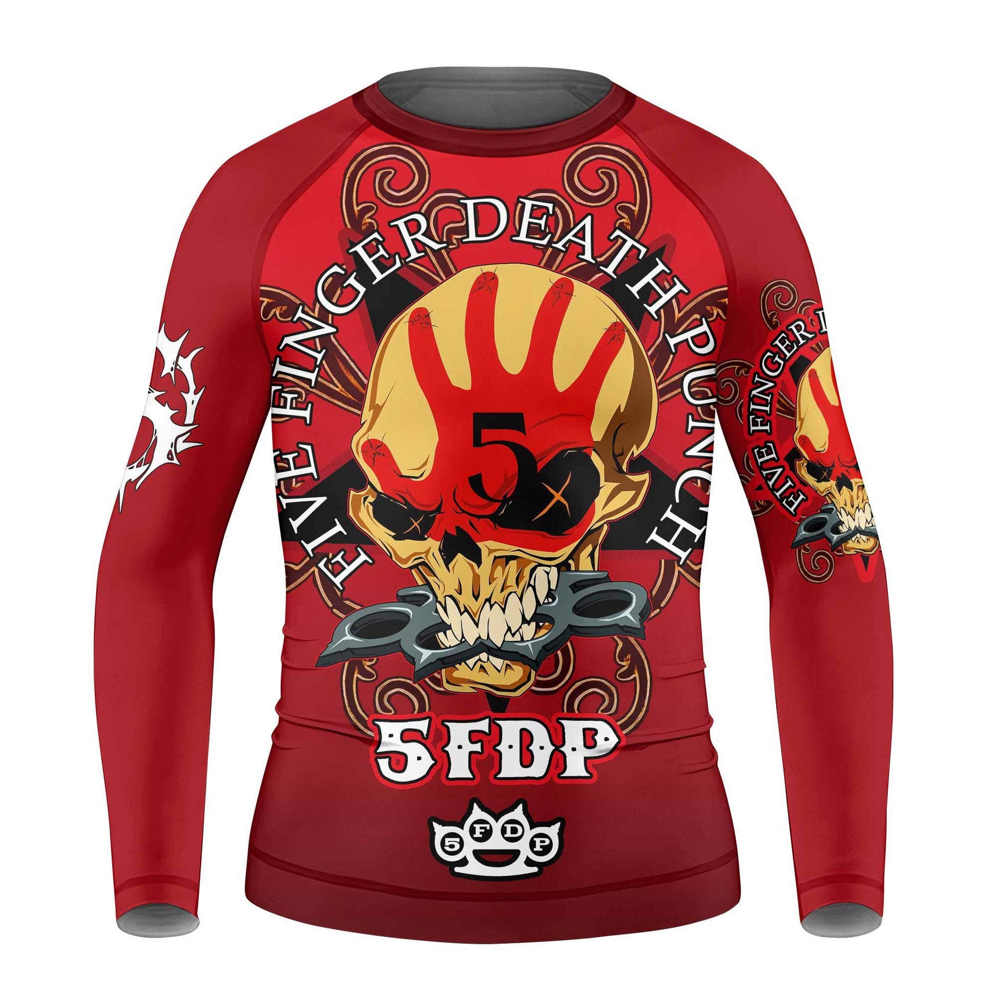 5FDP Five Finger Death Punch Kids Rash Guard Long Sleeve - front view mockup