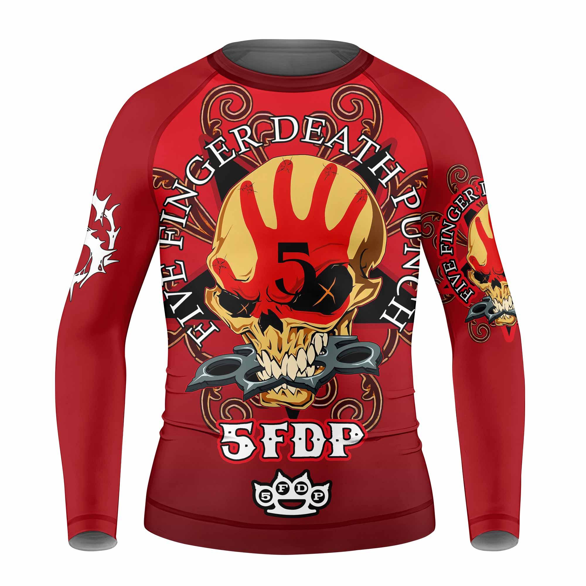 5FDP Five Finger Death Punch Kids Rash Guard Long Sleeve - front view mockup