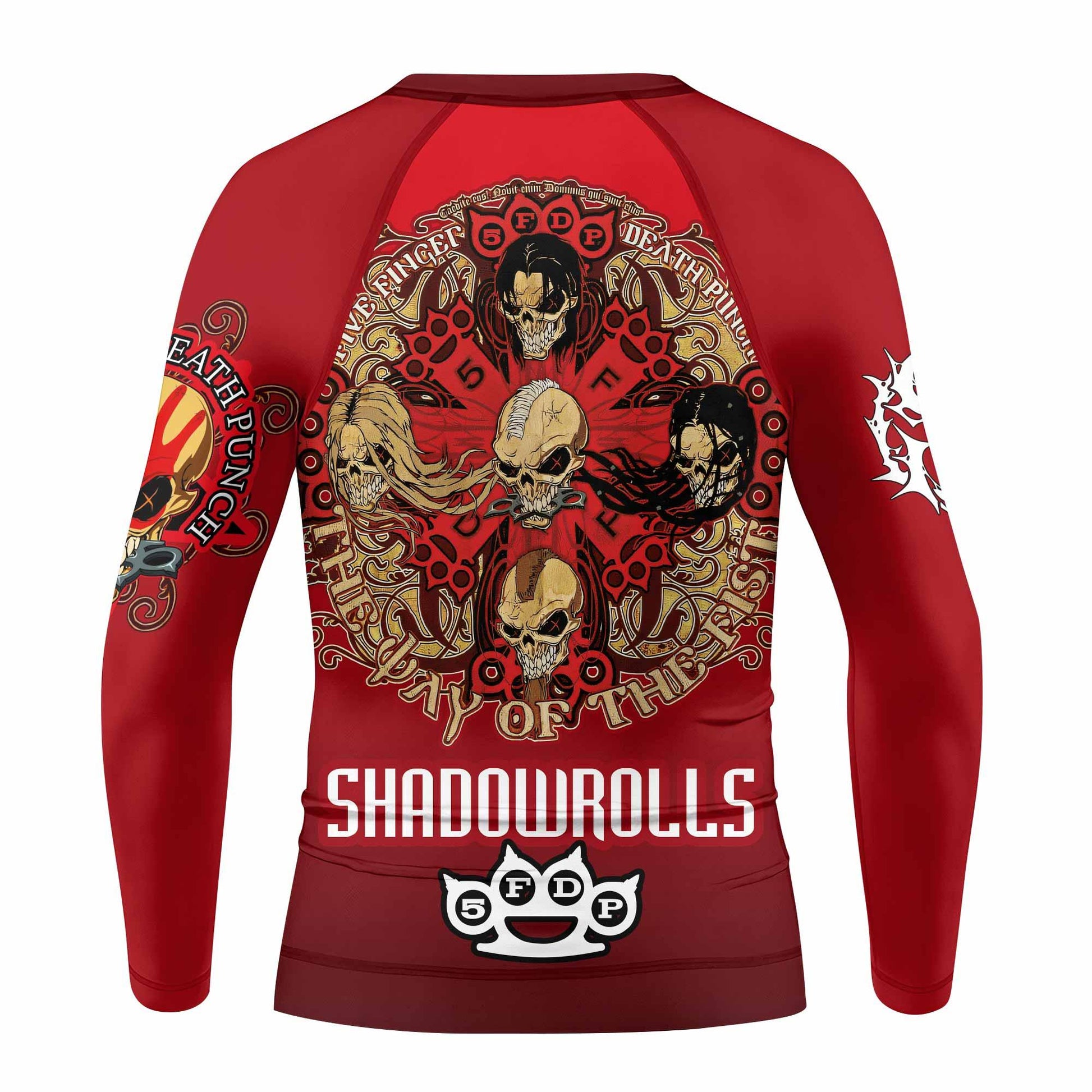 5FDP Five Finger Death Punch Kids Rash Guard Long Sleeve - back view mockup