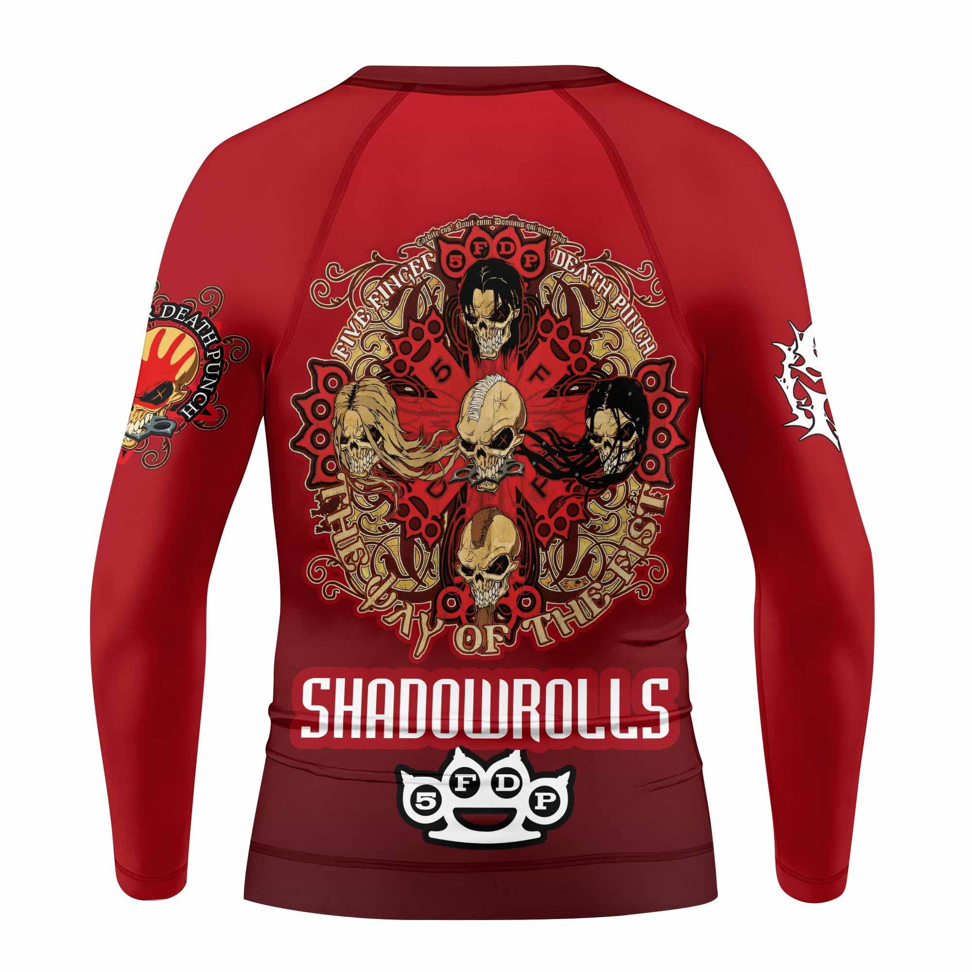 5FDP Five Finger Death Punch Kids Rash Guard Long Sleeve - back view mockup