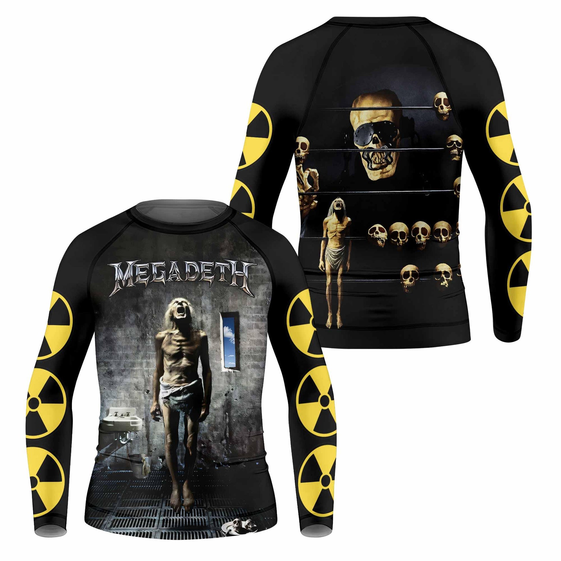Megadeth Prison of Flesh Kids Rash Guard Long Sleeve - front and back view