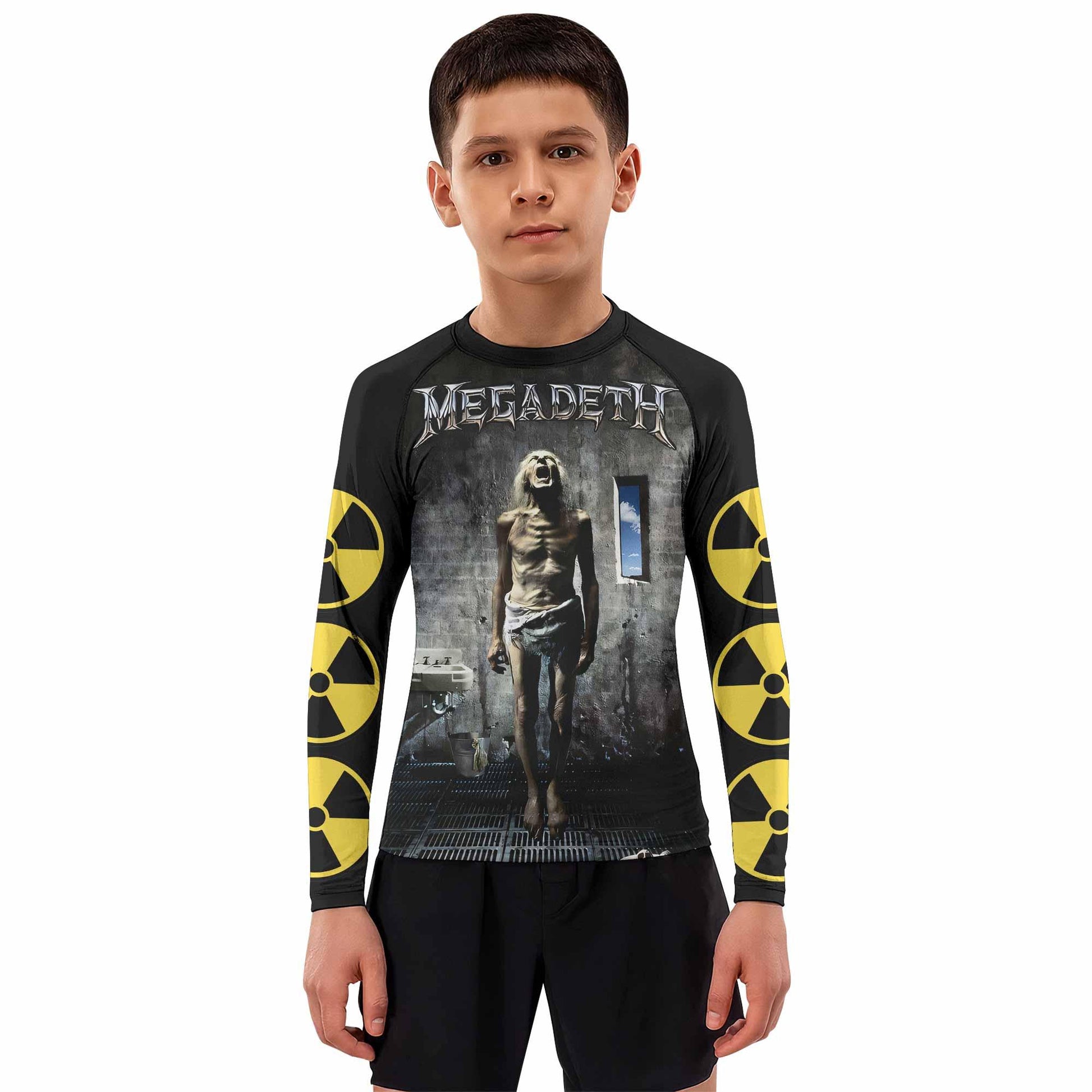 Megadeth Prison of Flesh Kids Rash Guard Long Sleeve - boy's lifestyle view