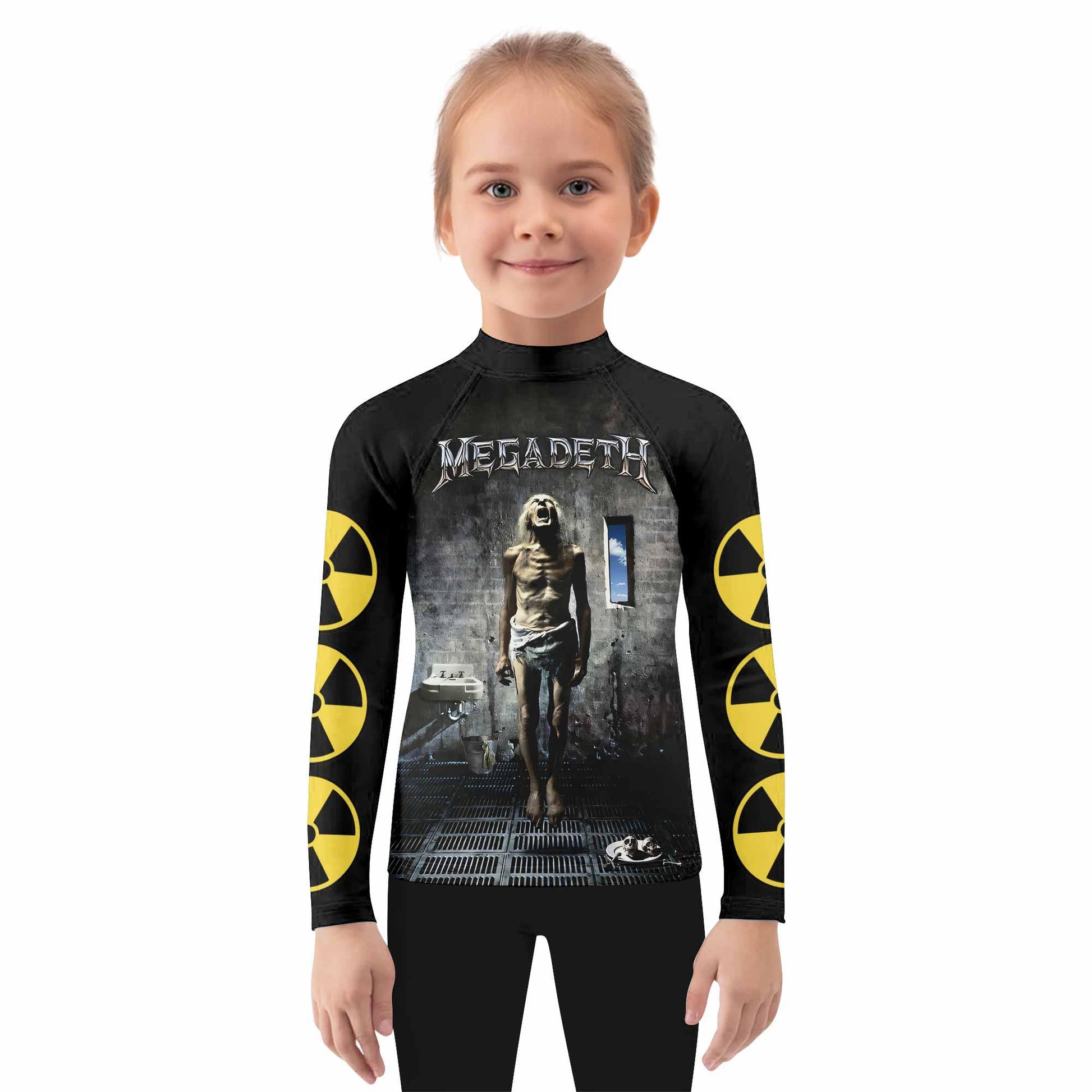Megadeth Prison of Flesh Kids Rash Guard Long Sleeve - girl's lifestyle view