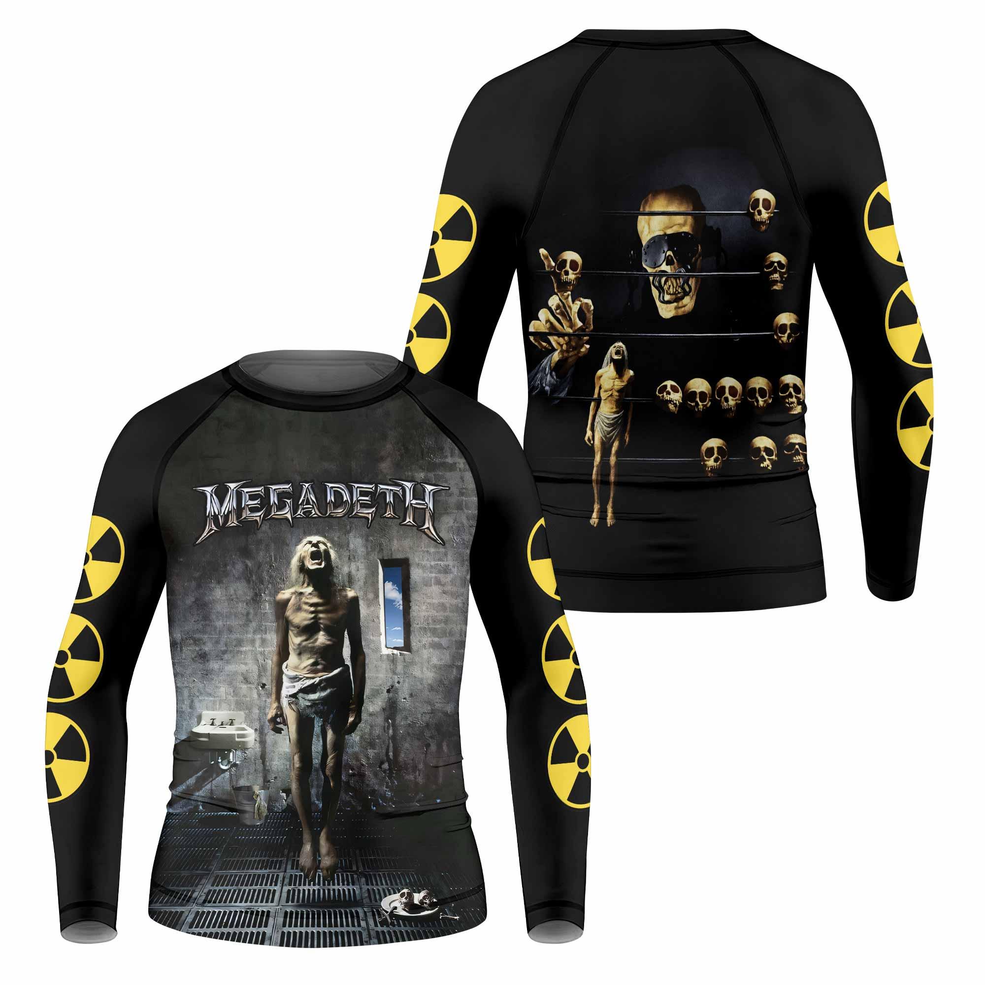 Megadeth Prison of Flesh Kids Rash Guard Long Sleeve - front and back view