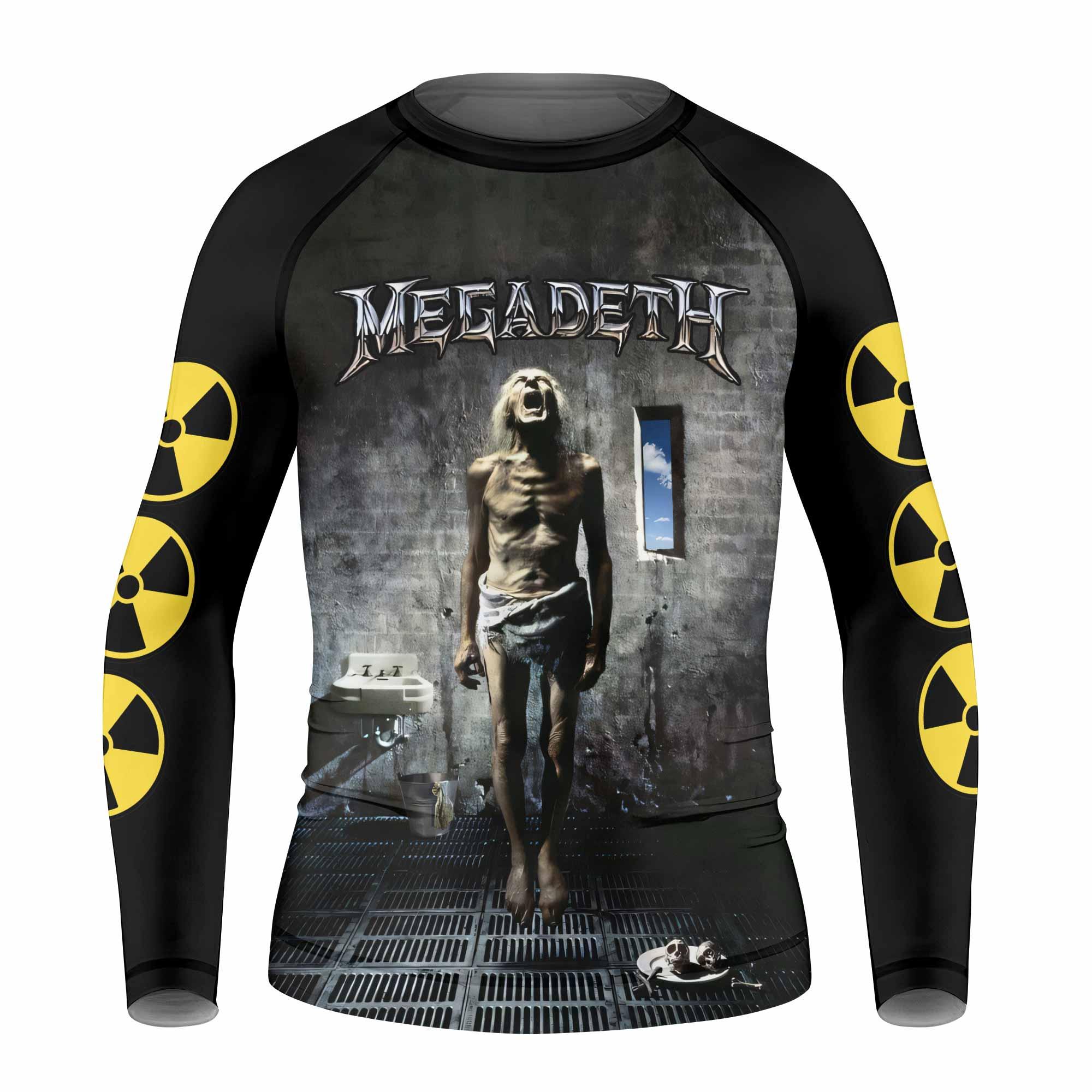 Megadeth Prison of Flesh Kids Rash Guard Long Sleeve - front view mockup