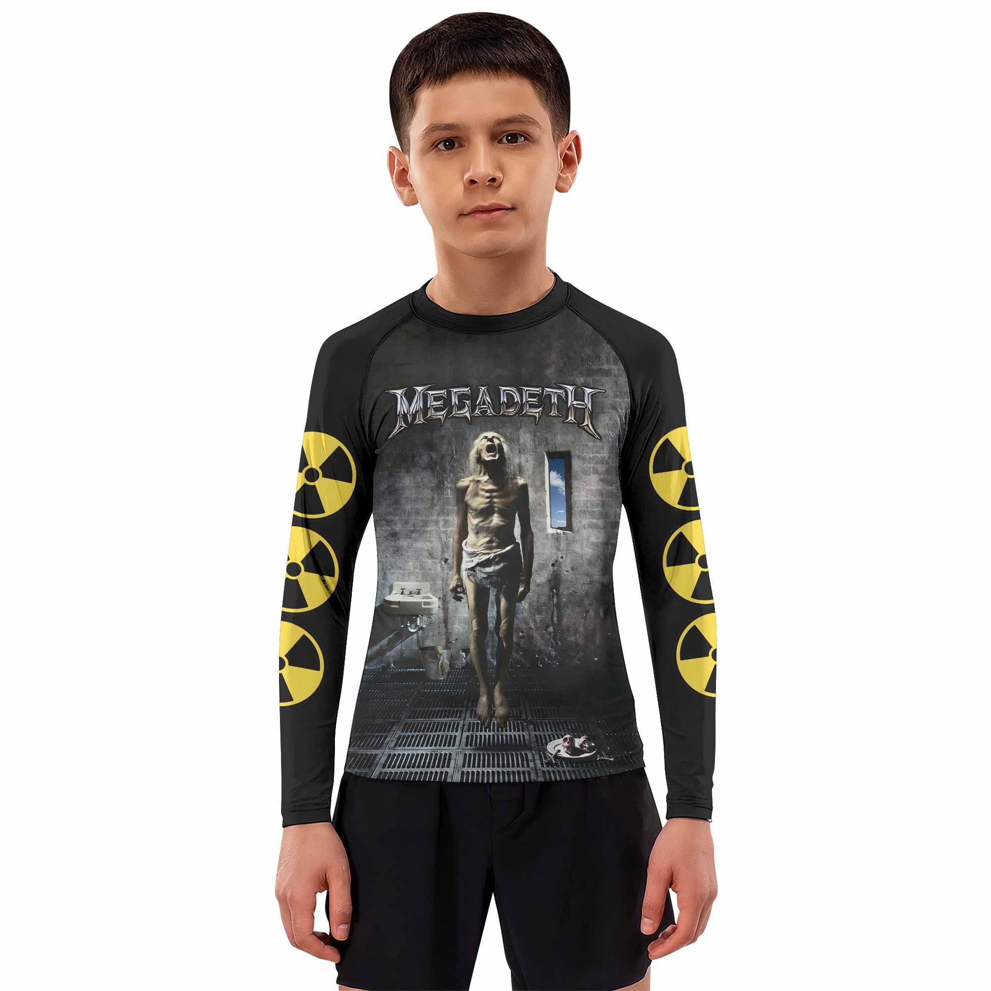 Megadeth Prison of Flesh Kids Rash Guard Long Sleeve - boy's lifestyle view
