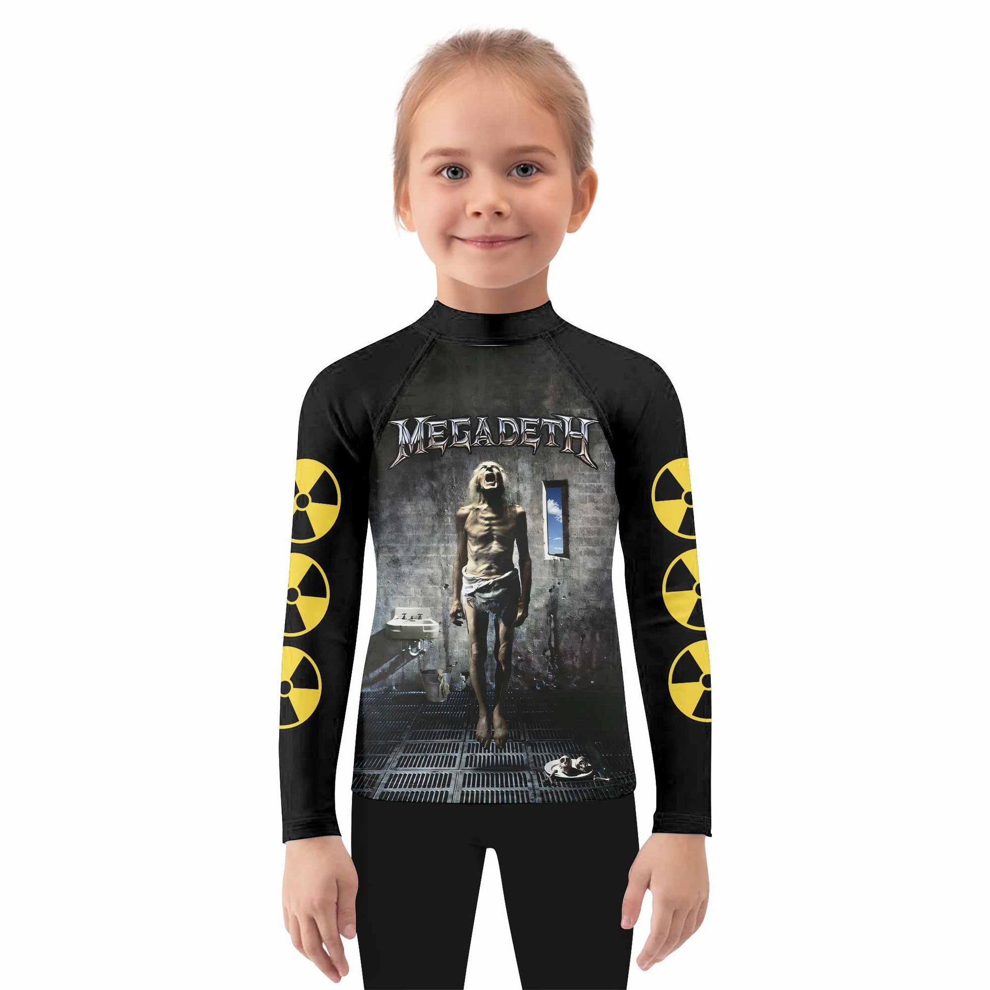 Megadeth Prison of Flesh Kids Rash Guard Long Sleeve - girl's lifestyle view