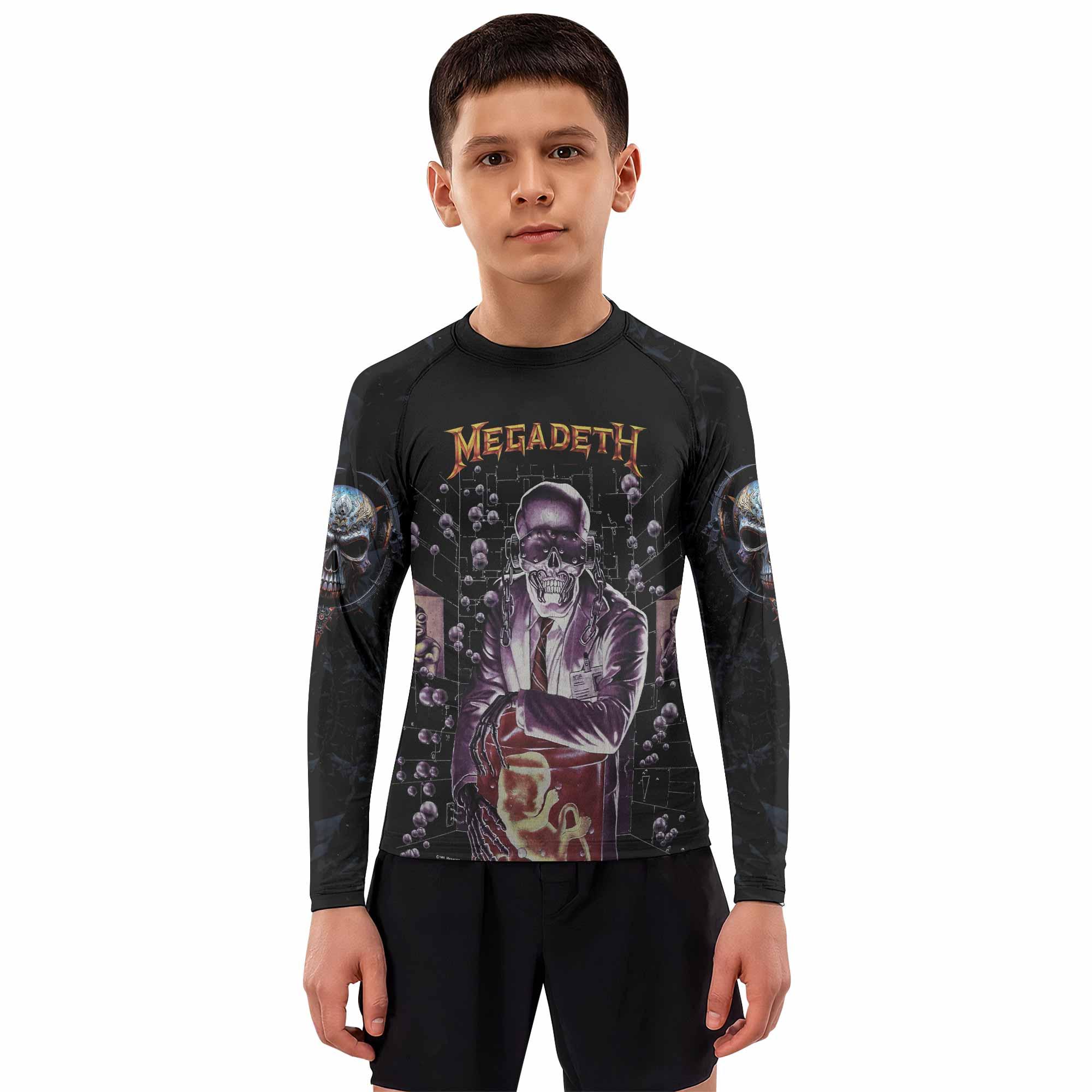 Megadeth Toxic Messiah Kids Rash Guard Long Sleeve - boy's lifestyle view