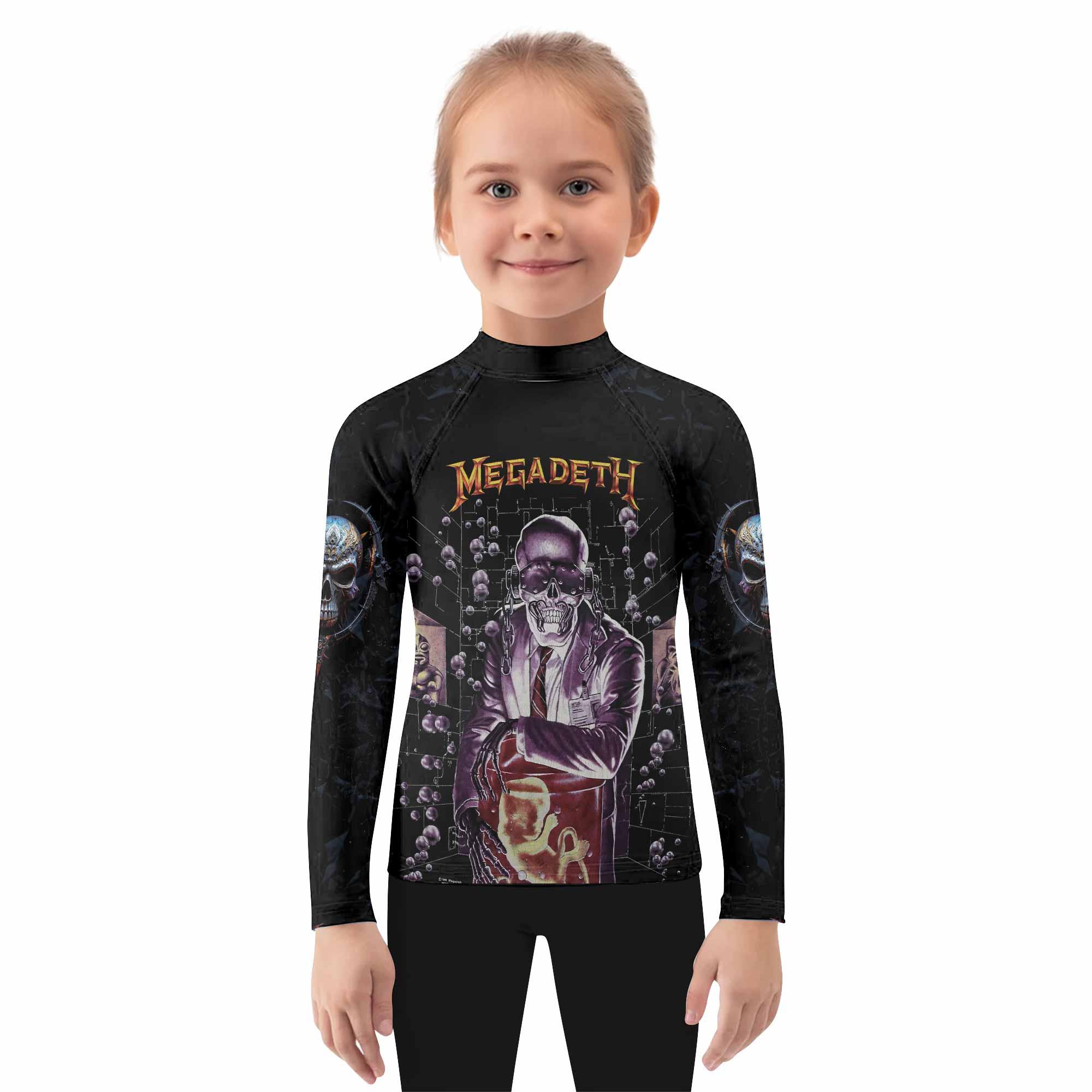 Megadeth Toxic Messiah Kids Rash Guard Long Sleeve - girl's lifestyle view