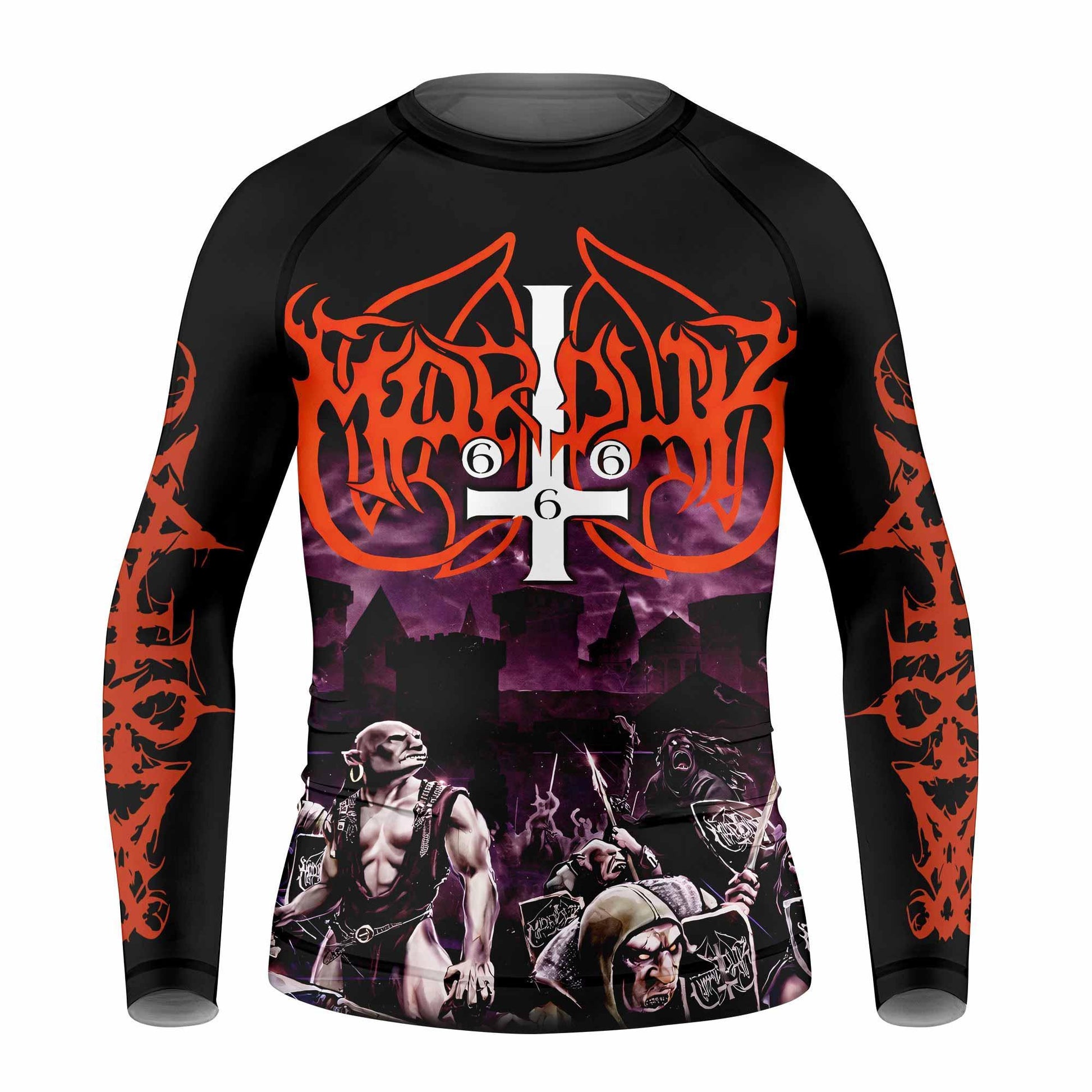Marduk Heaven Shall Burn Kids Rash Guard Long Sleeve - front view mockup