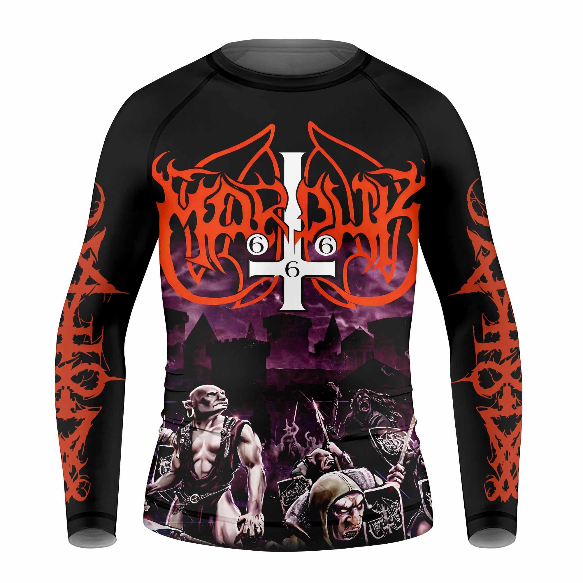Marduk Heaven Shall Burn Kids Rash Guard Long Sleeve - front view mockup