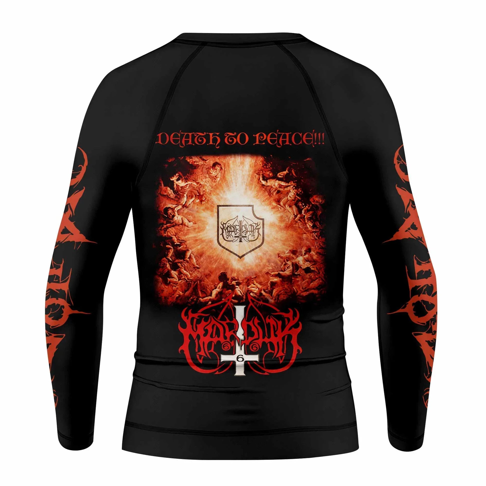 Marduk Heaven Shall Burn Kids Rash Guard Long Sleeve - back view mockup
