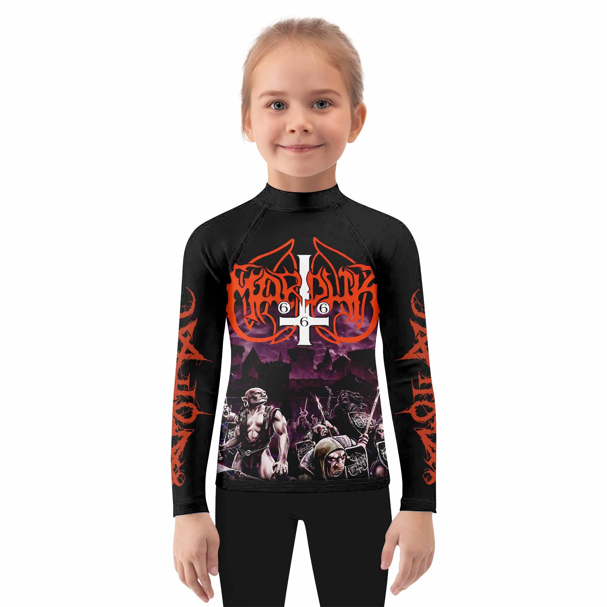 Marduk Heaven Shall Burn Kids Rash Guard Long Sleeve - girl's lifestyle view
