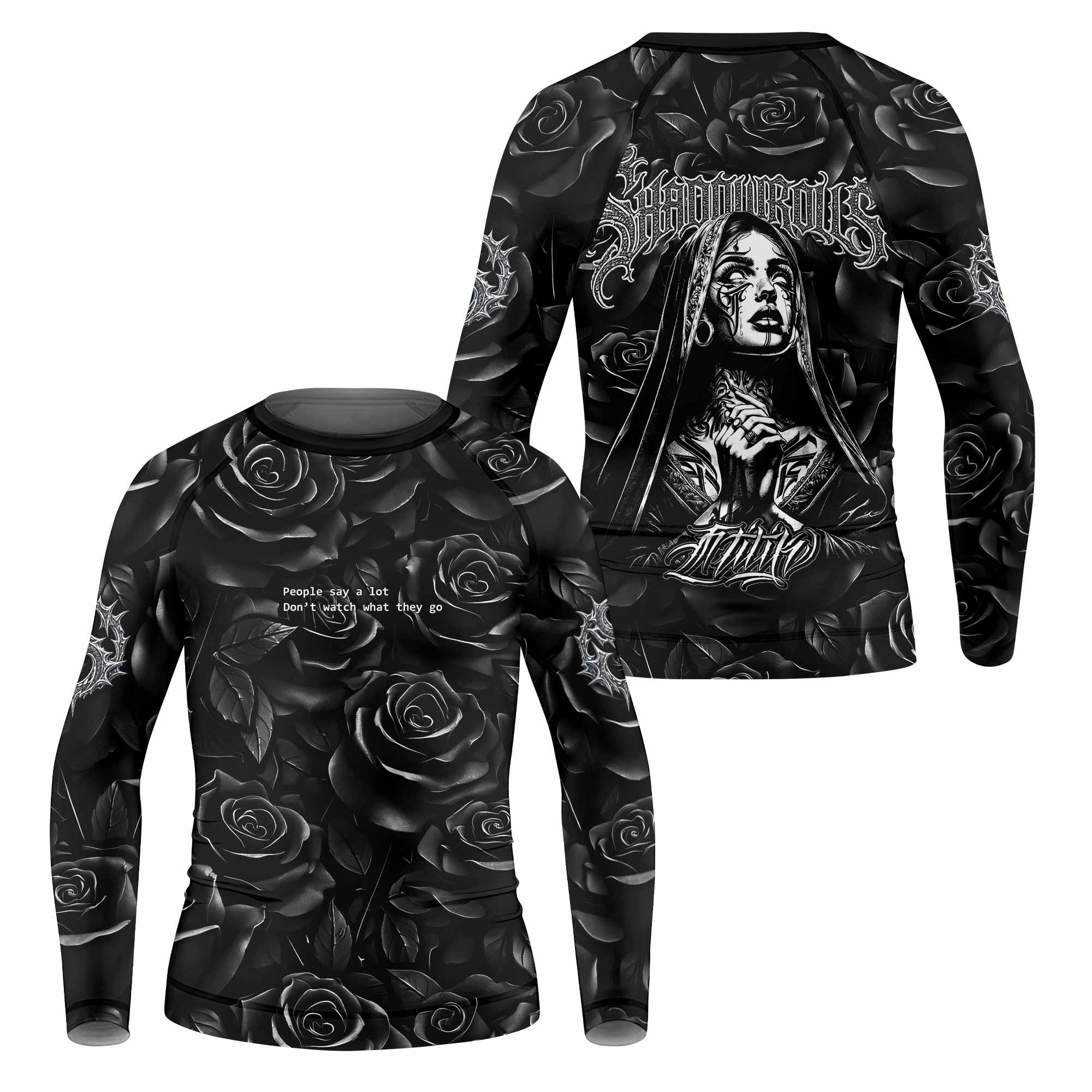 Pray for the Rave Kids Rash Guard Long Sleeve - front and back view