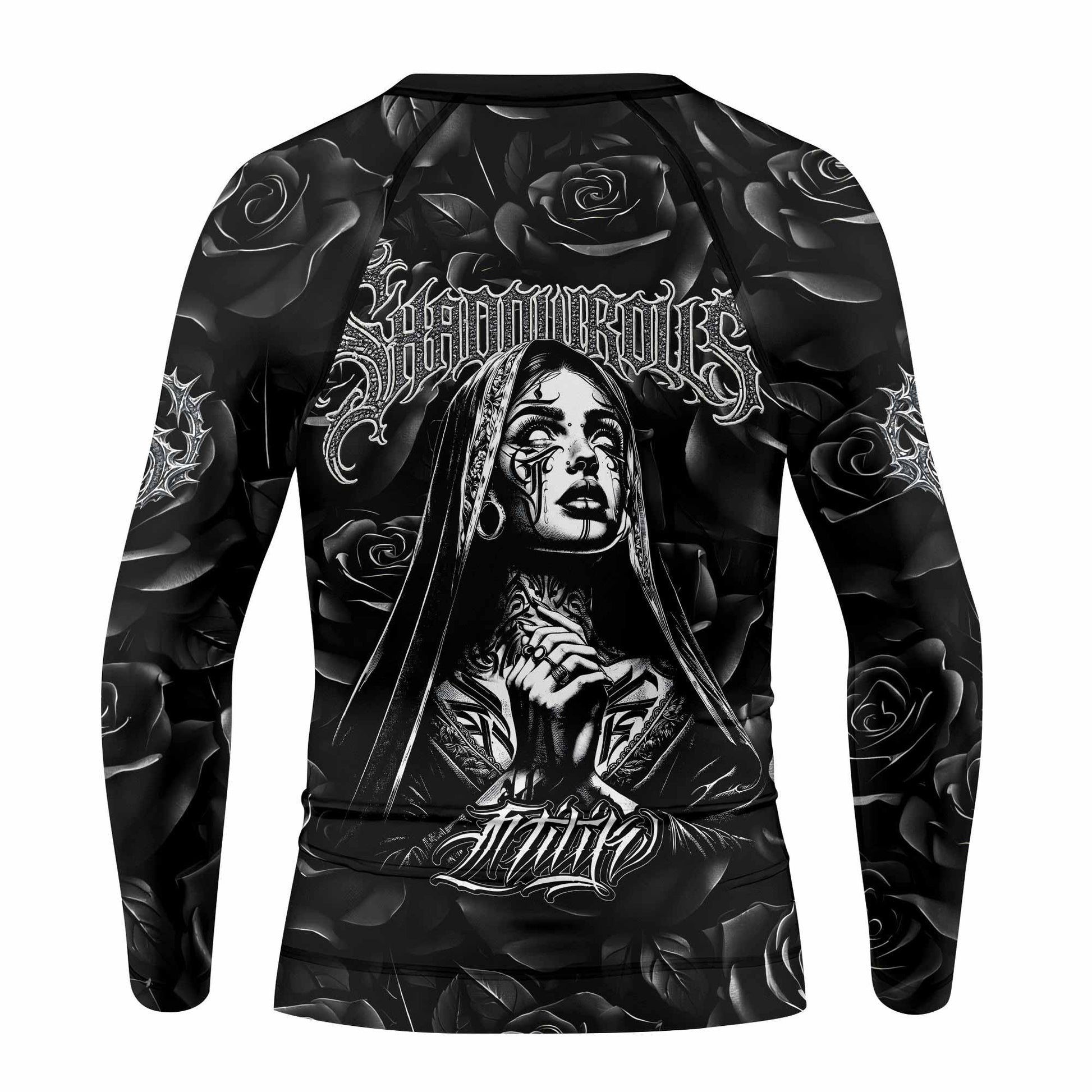 Pray for the Rave Kids Rash Guard Long Sleeve - back view mockup