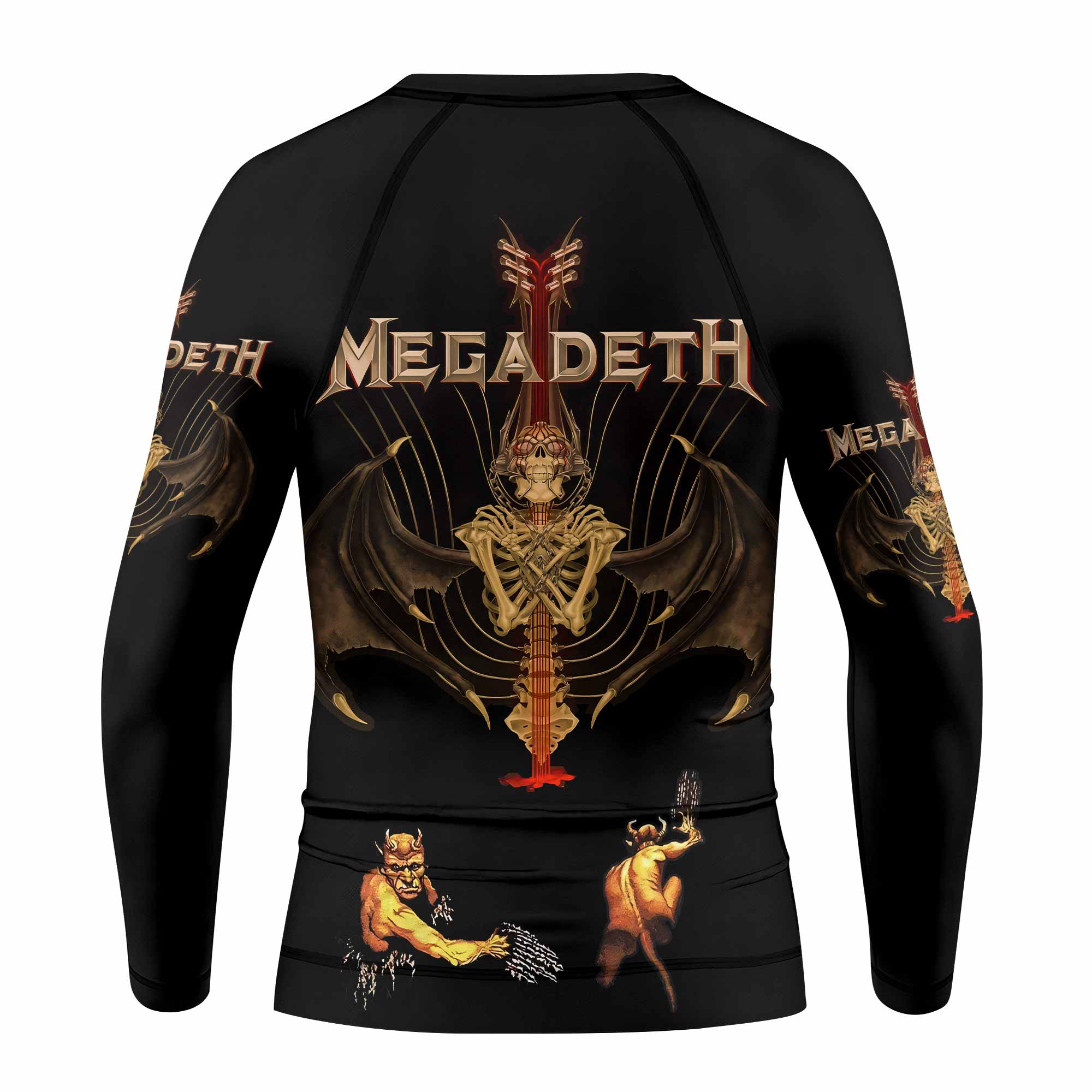 Megadeth Holy Wars 991 Wild Oats Kids Rash Guard Long Sleeve - back view mockup