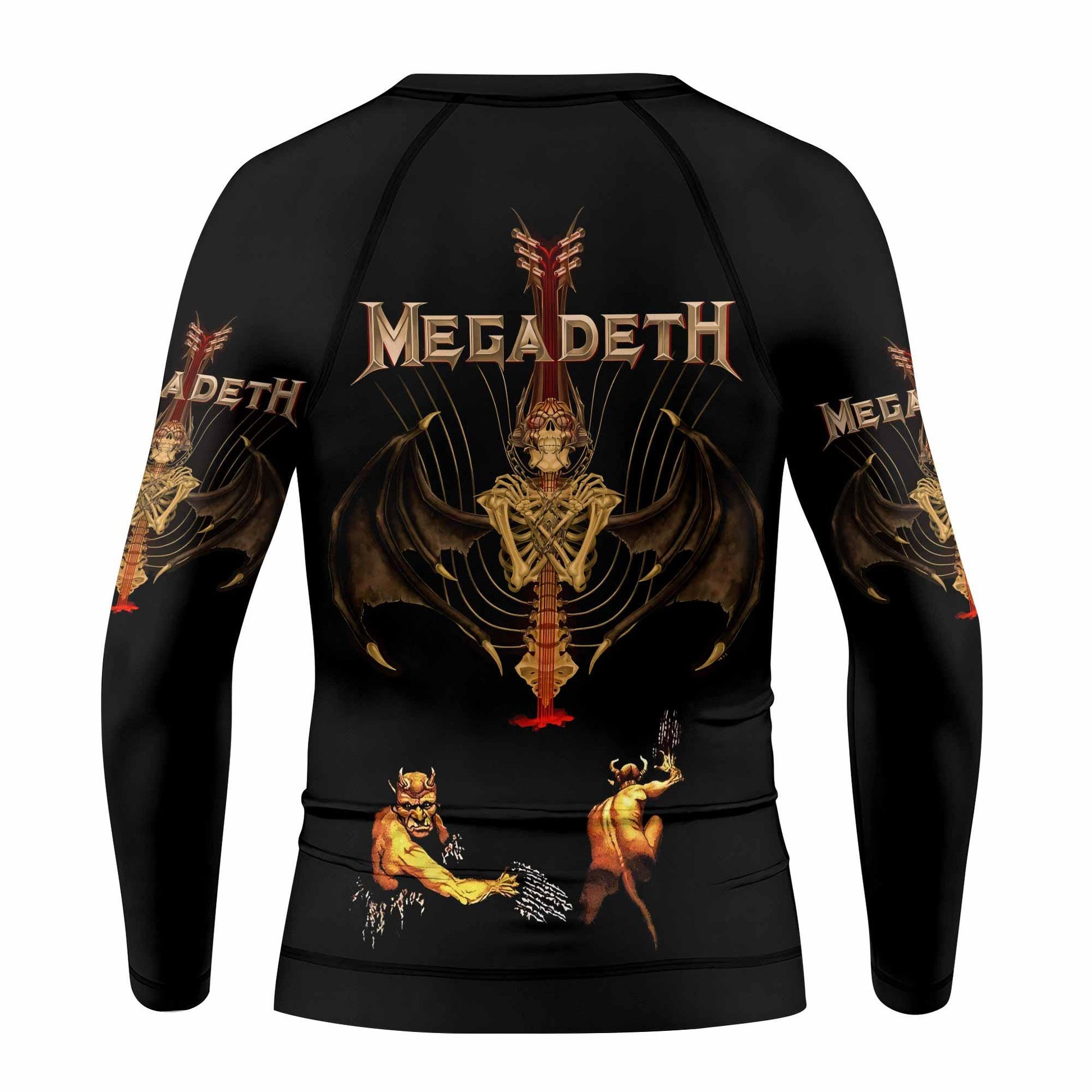 Megadeth Holy Wars 991 Wild Oats Kids Rash Guard Long Sleeve - back view mockup
