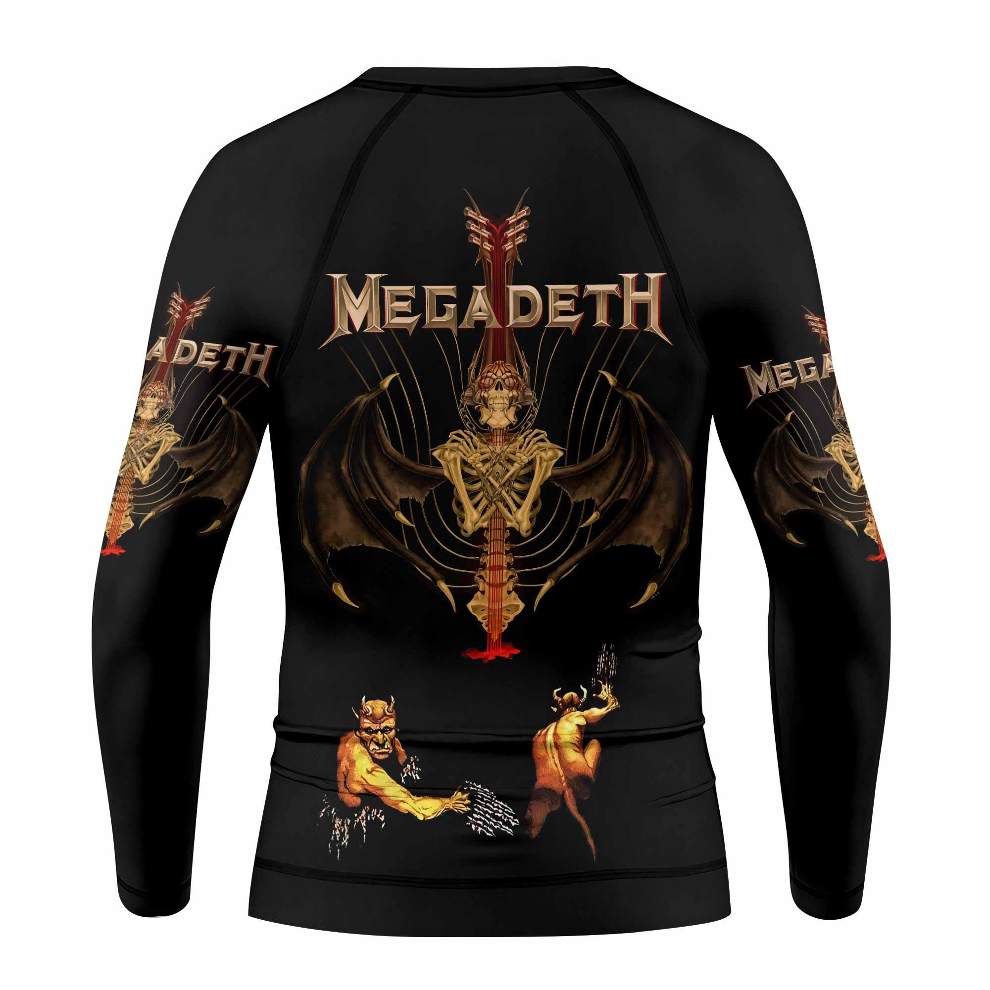 Megadeth Holy Wars 991 Wild Oats Kids Rash Guard Long Sleeve - back view mockup