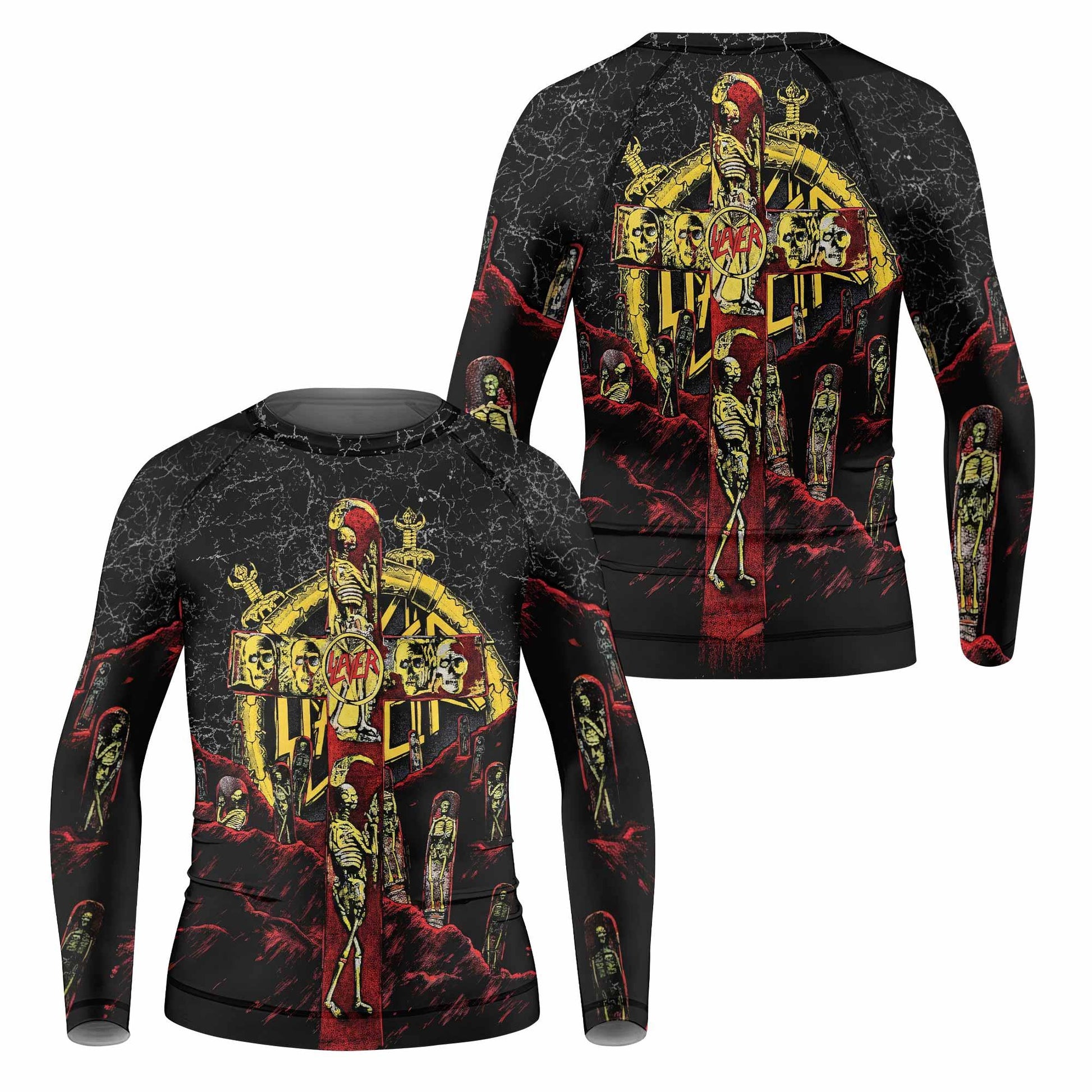 Vintage 1991 Slayer Kids Rash Guard Long Sleeve - front and back view