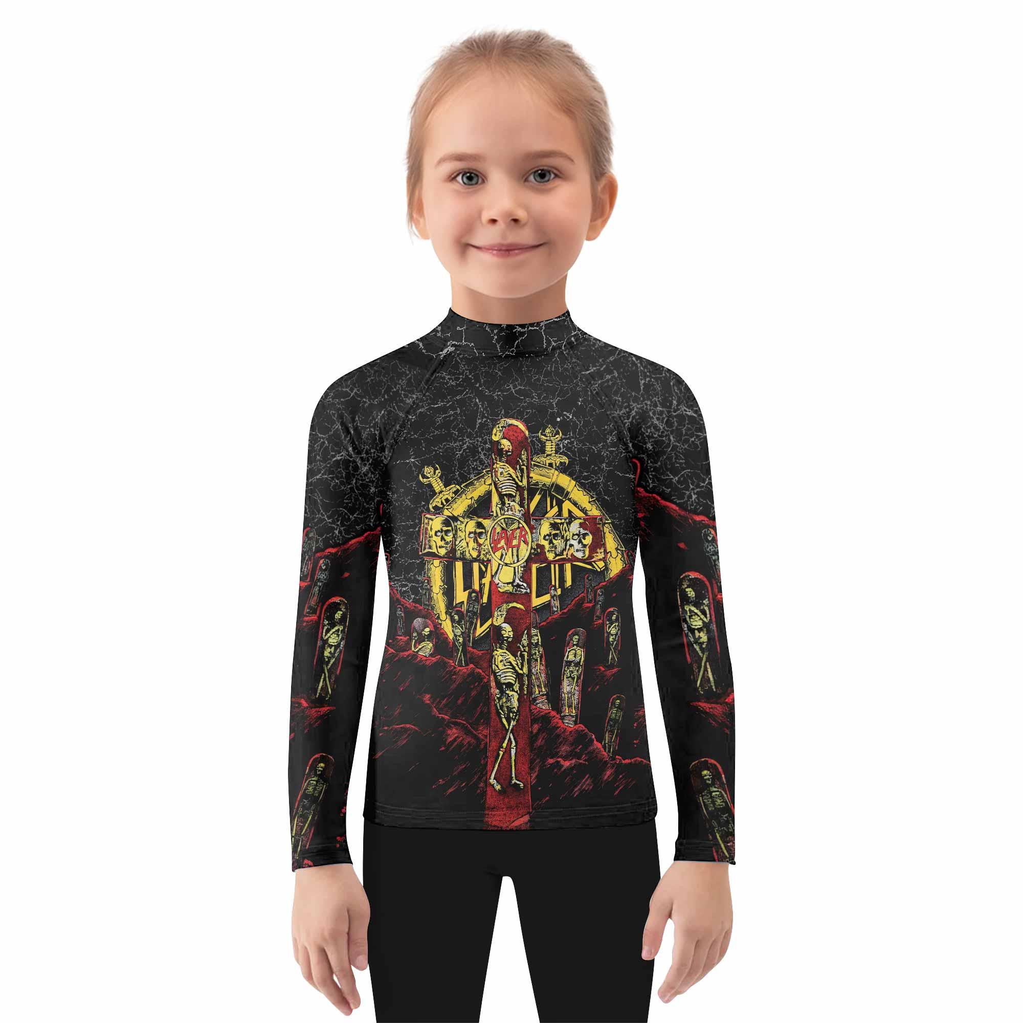 Vintage 1991 Slayer Kids Rash Guard Long Sleeve - girl's lifestyle view