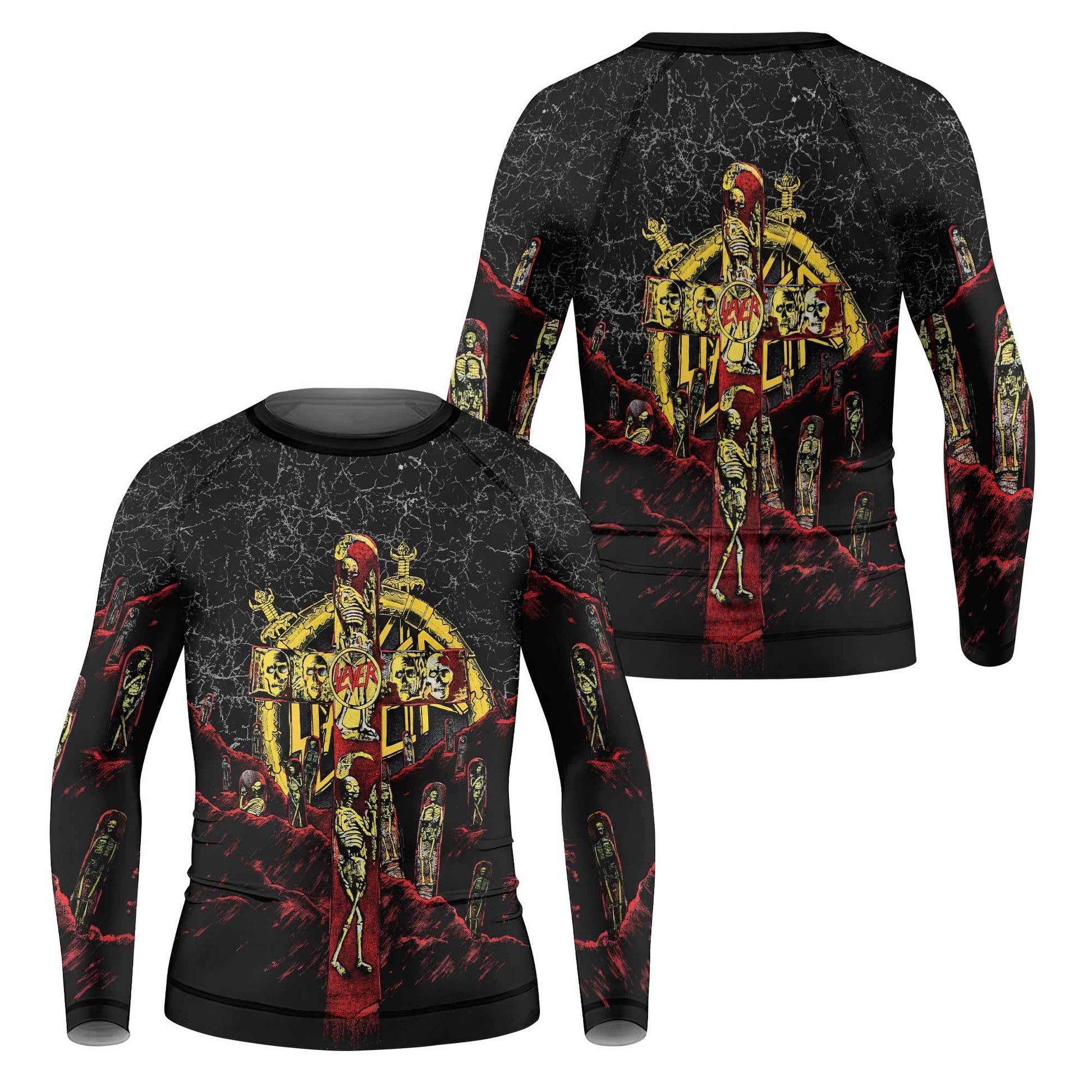 Vintage 1991 Slayer Kids Rash Guard Long Sleeve - front and back view