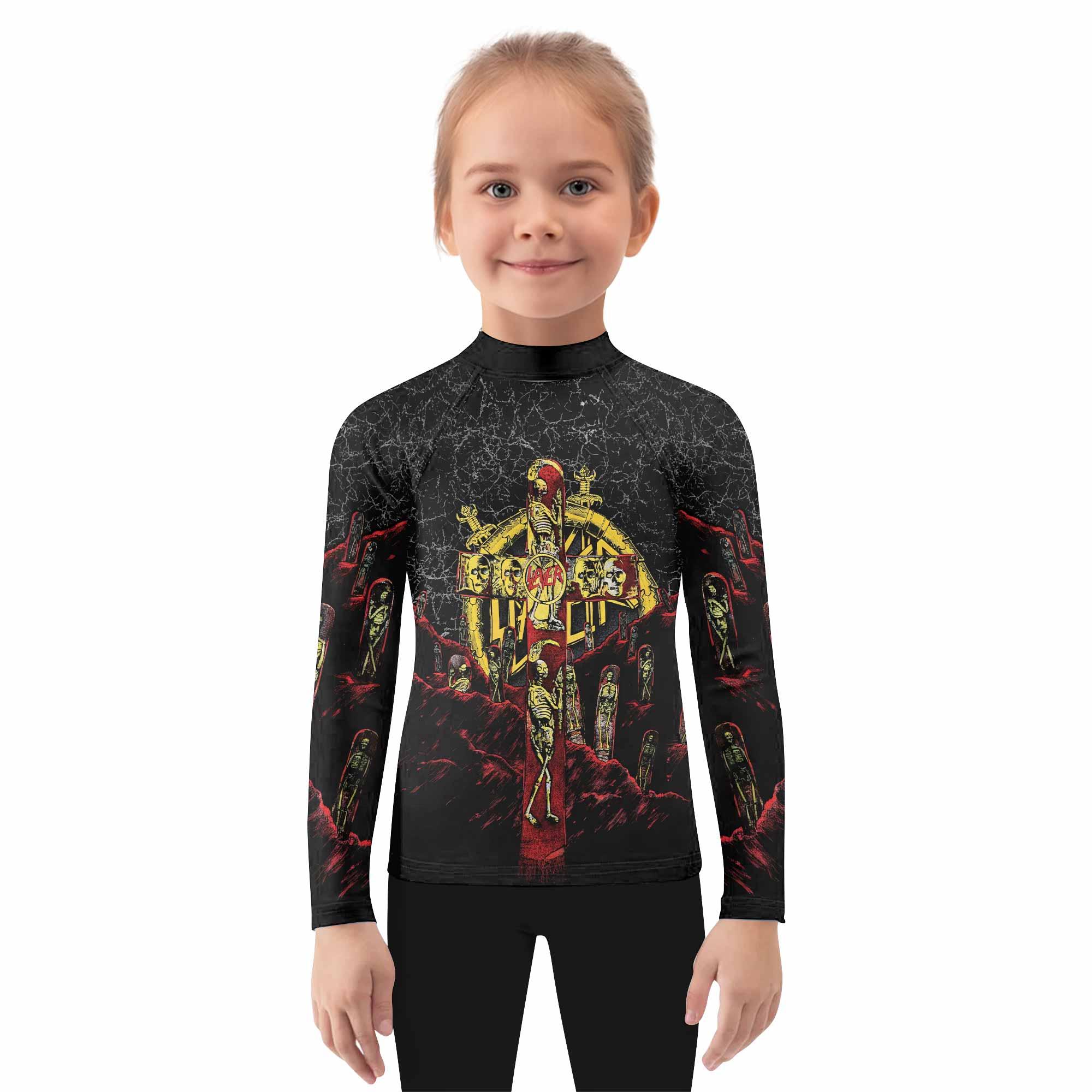 Vintage 1991 Slayer Kids Rash Guard Long Sleeve - girl's lifestyle view