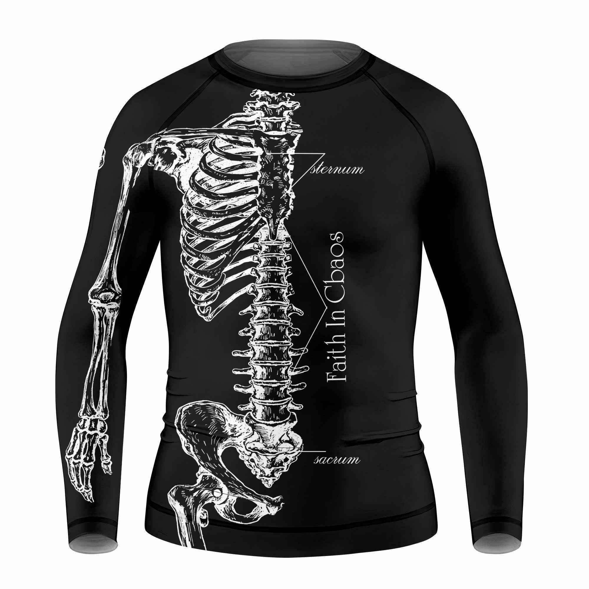 Faith In Chaos Skeleton Kids Rash Guard Long Sleeve - front view mockup