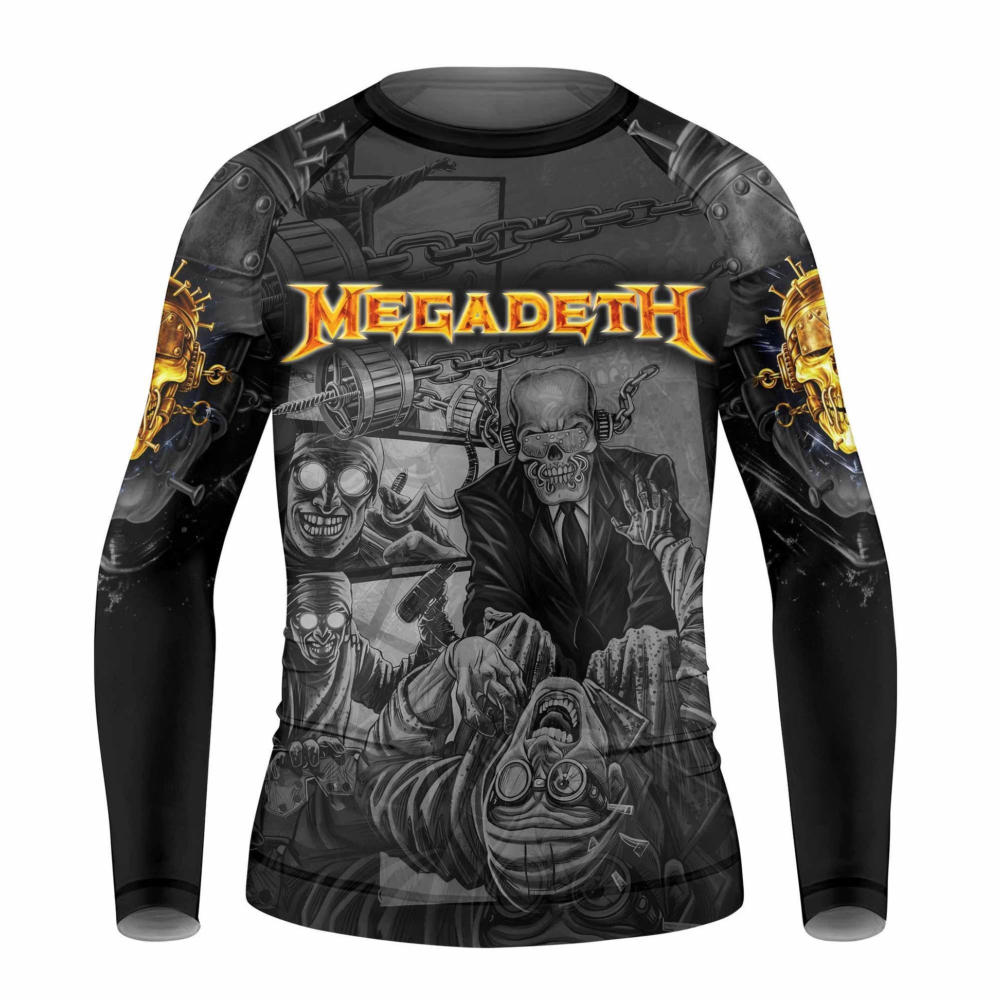 Megadeth Bloodstock Euro Tour Kids Rash Guard Long Sleeve - front view mockup