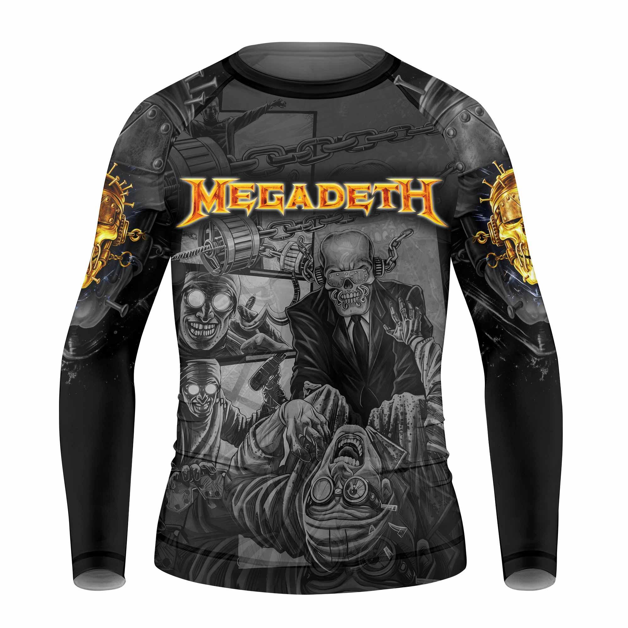 Megadeth Bloodstock Euro Tour Kids Rash Guard Long Sleeve - front view mockup