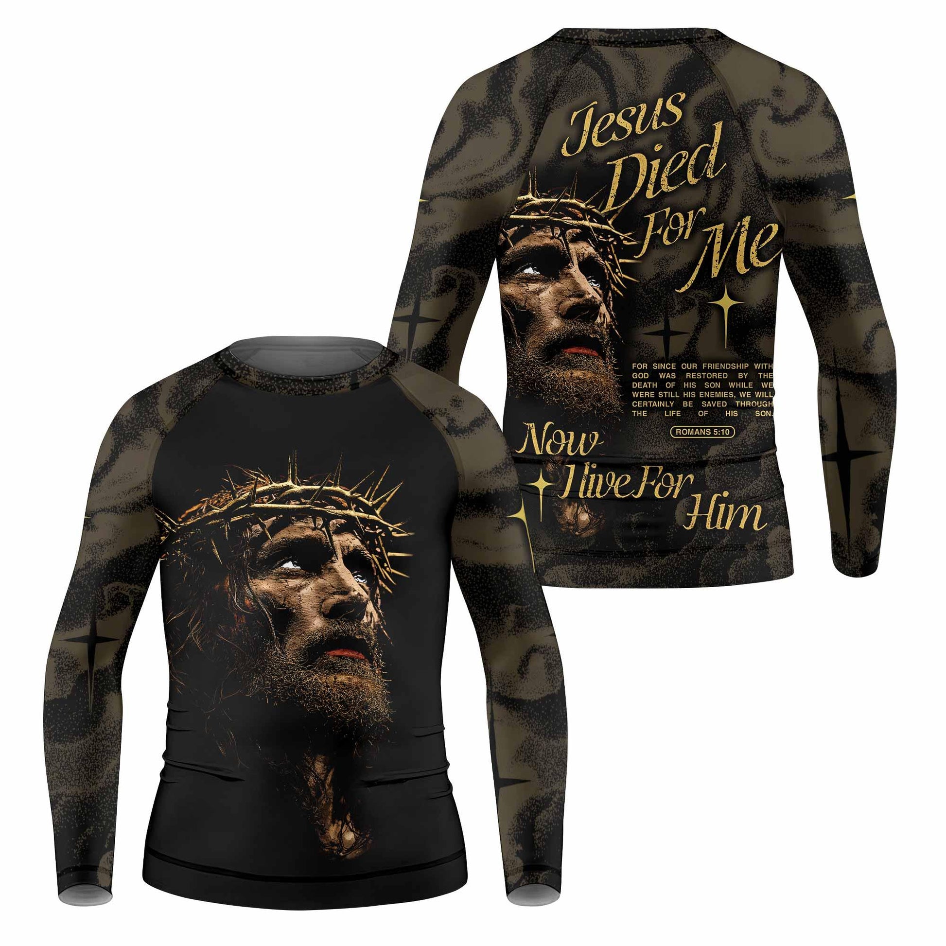 Live for Him Kids Rash Guard Long Sleeve - front and back view