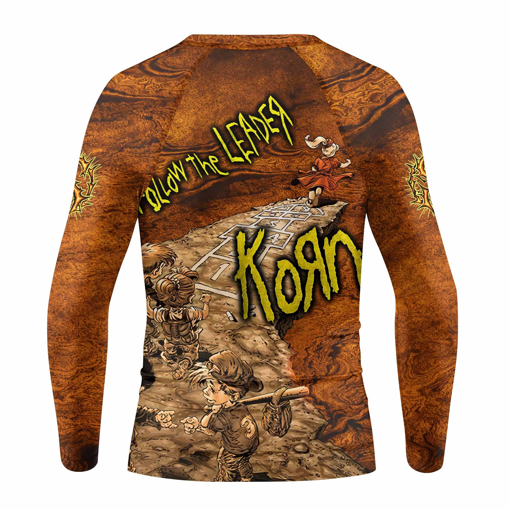 Follow the Leader Korn Kids Rash Guard Long Sleeve - back view mockup