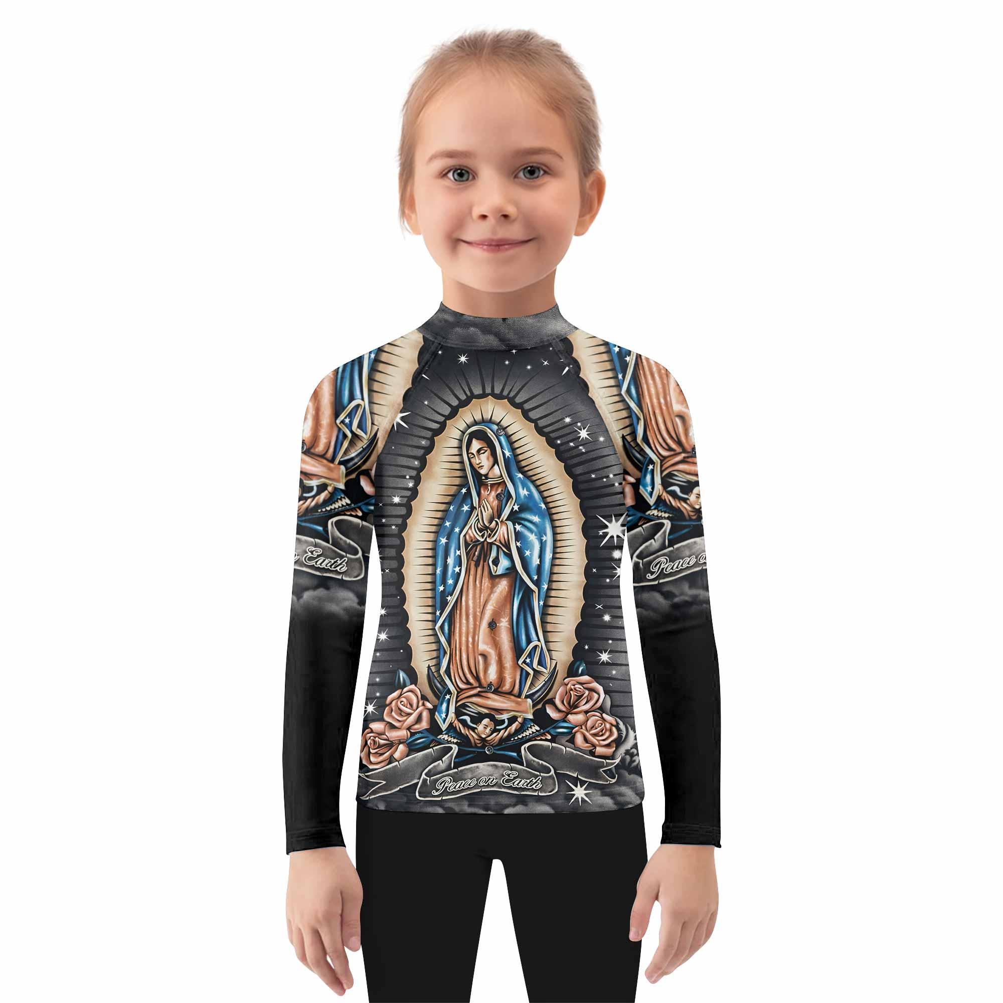 Peace on Earth Kids Rash Guard Long Sleeve - girl's lifestyle view