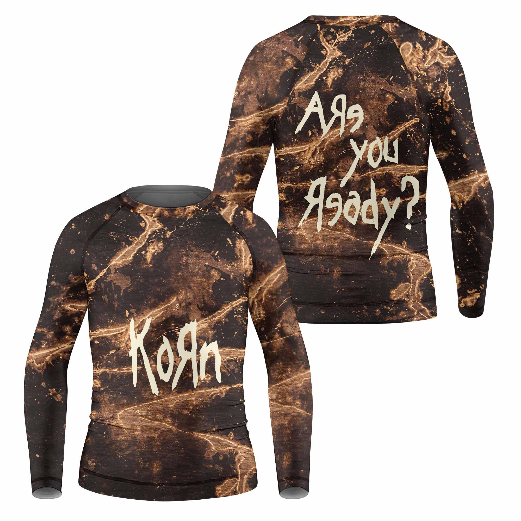 Are You Ready Korn Kids Rash Guard Long Sleeve - front and back view