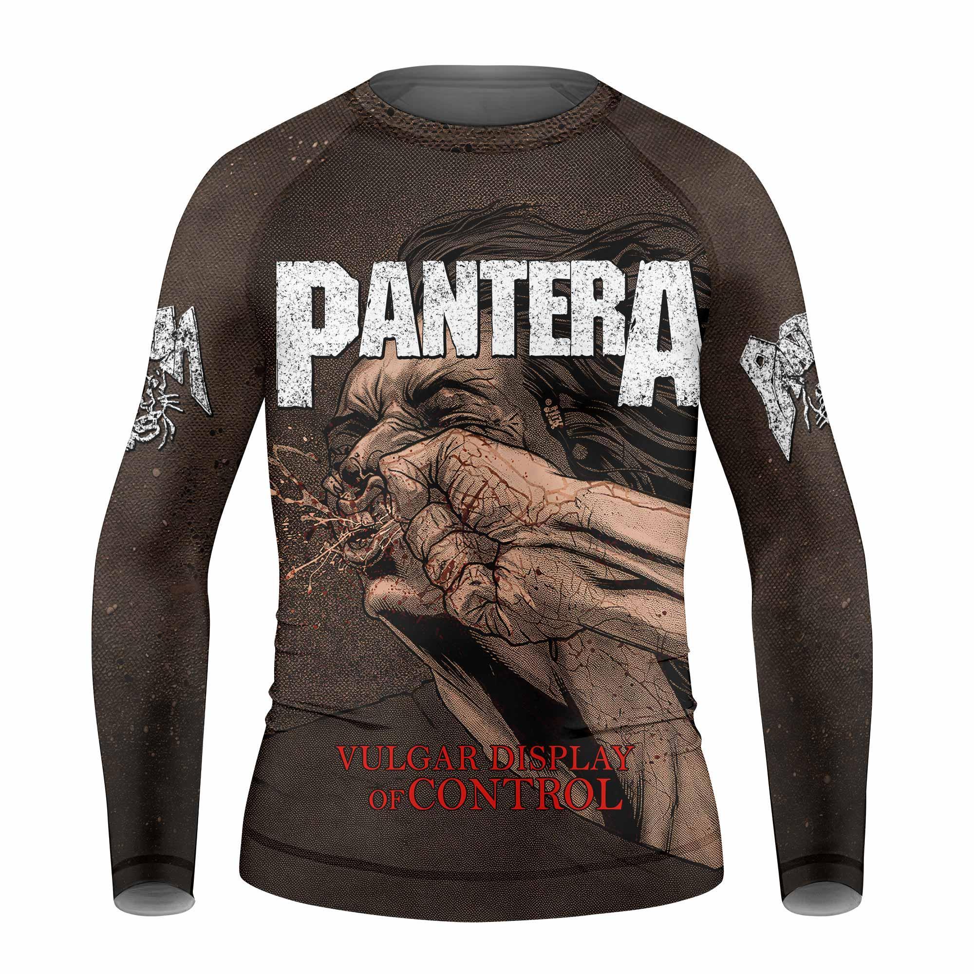 Pantera Vulgar Display Of Control Kids Rash Guard Long Sleeve - front view mockup