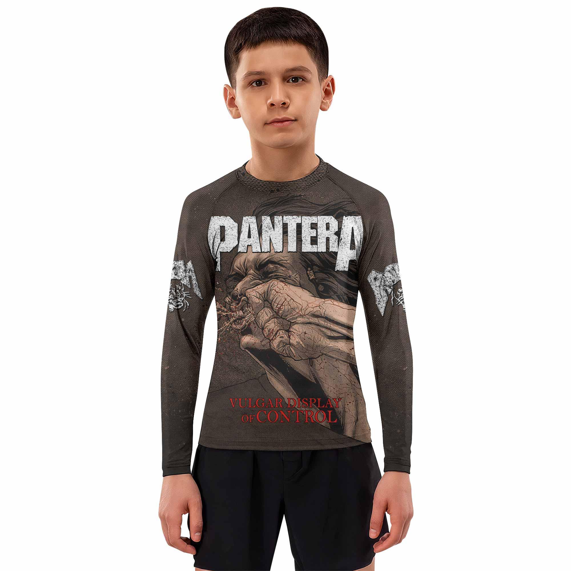Pantera Vulgar Display Of Control Kids Rash Guard Long Sleeve - boy's lifestyle view