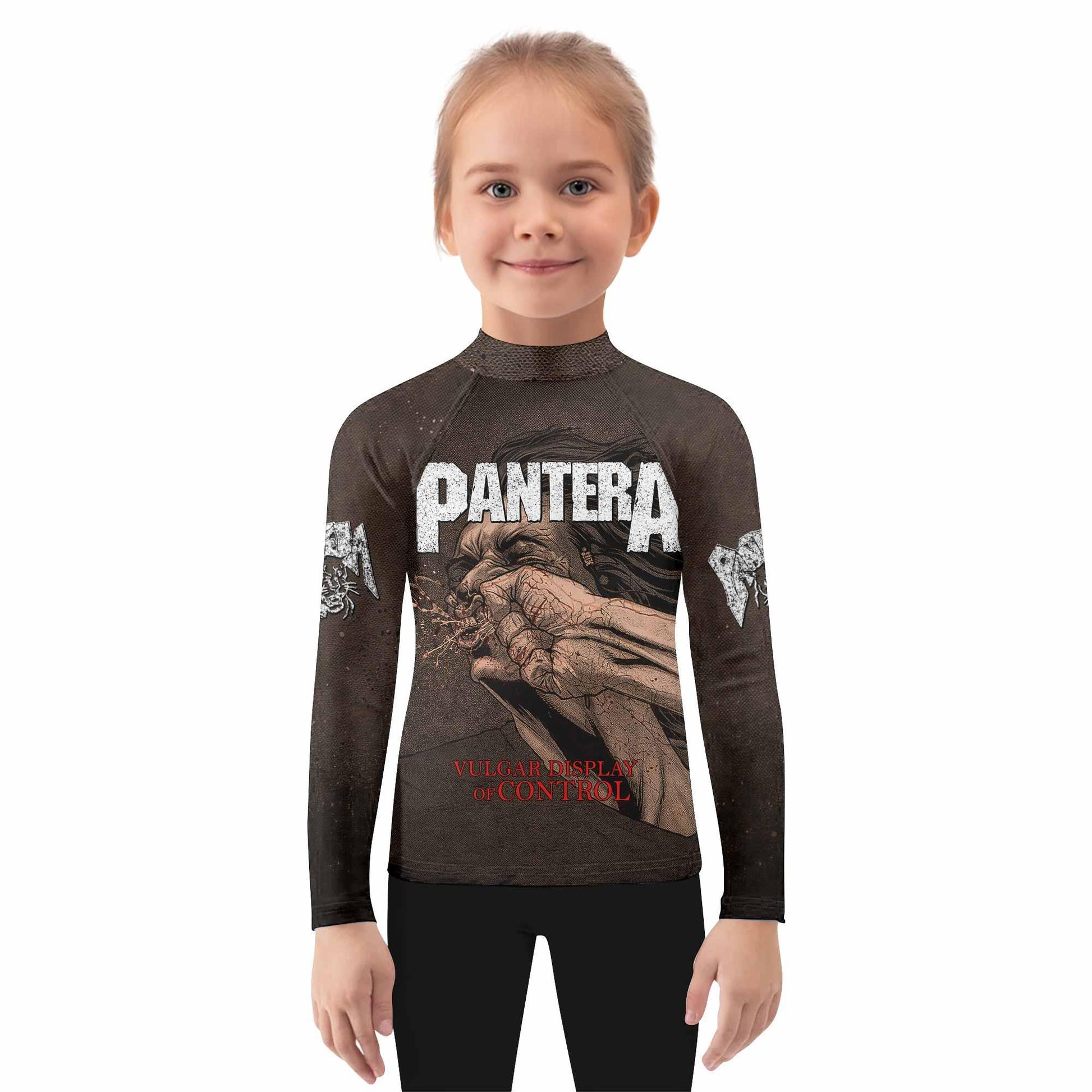 Pantera Vulgar Display Of Control Kids Rash Guard Long Sleeve - girl's lifestyle view