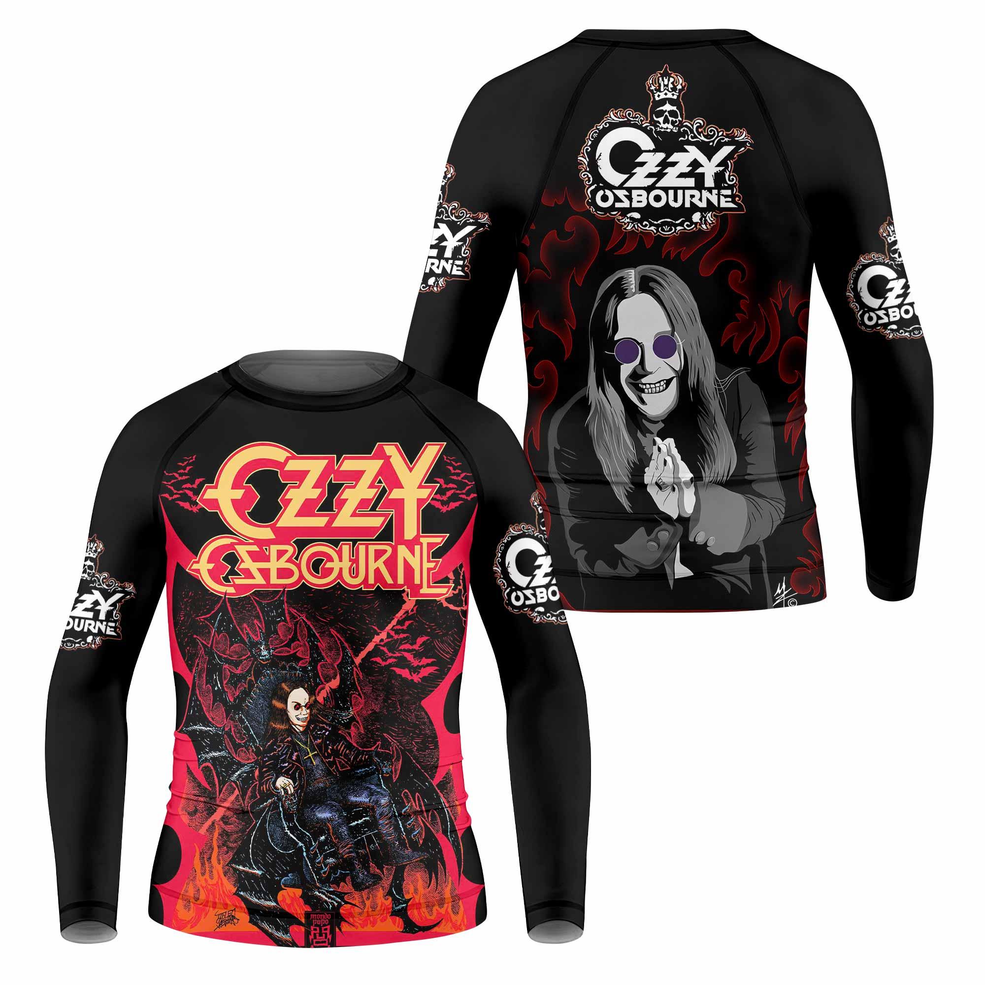 Ozzy Osbourne Kids Rash Guard Long Sleeve - front and back view