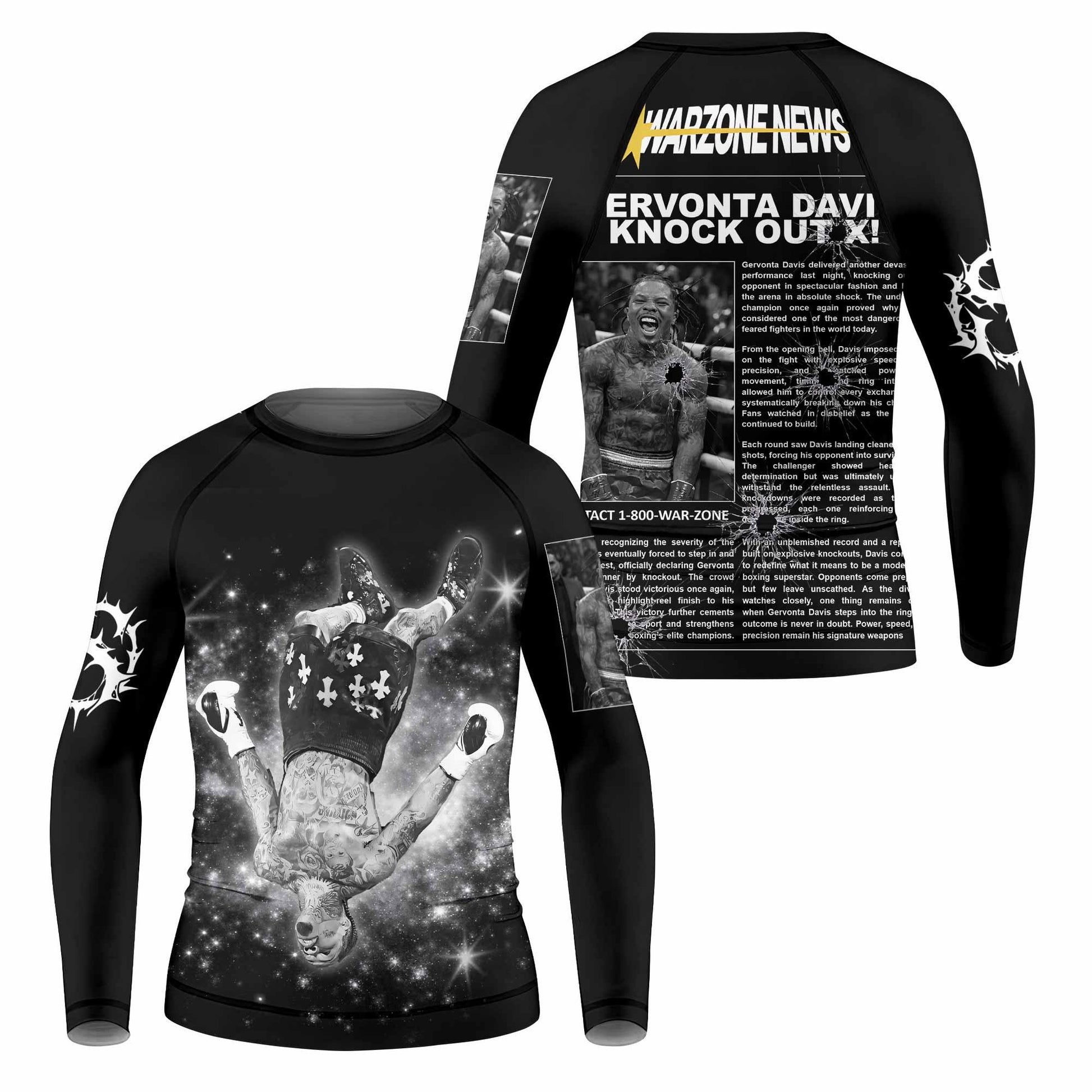 Gervonta Tank Davis Flip Kids Rash Guard Long Sleeve - front and back view