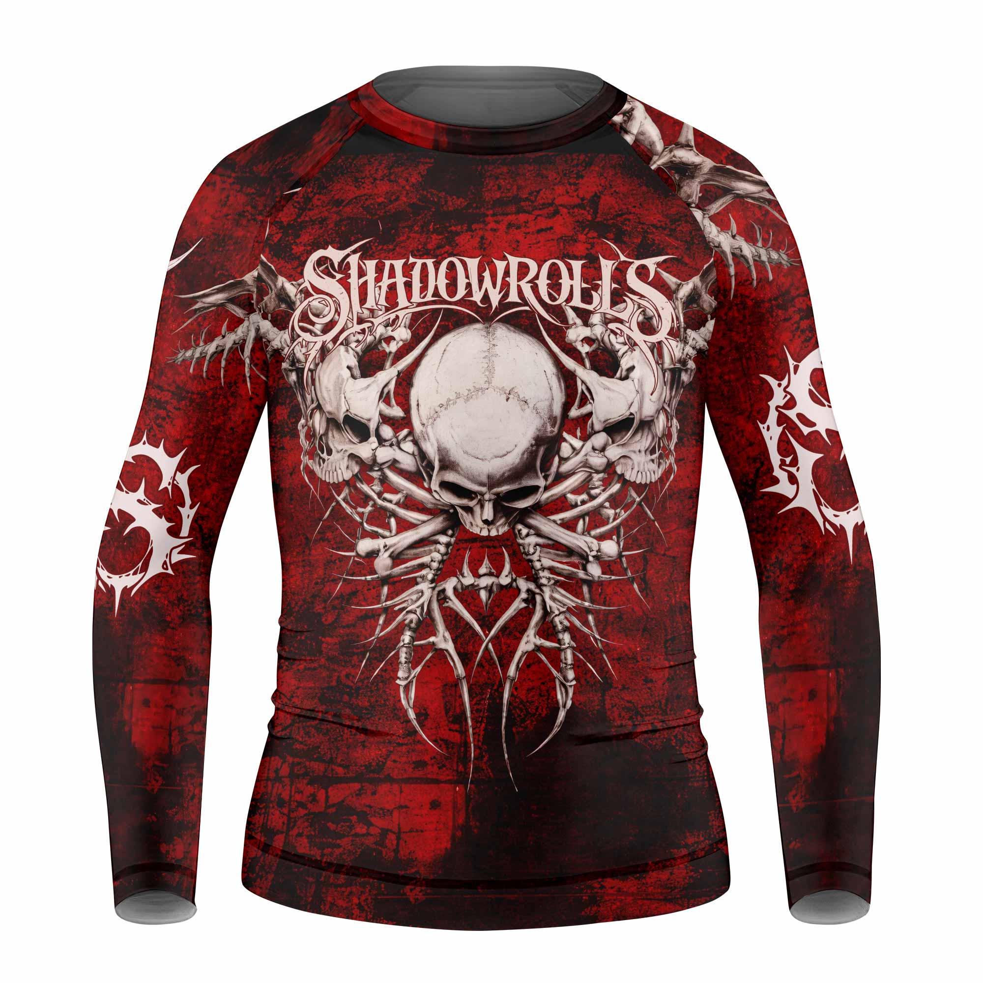 Blood Spine Skull Kids Rash Guard Long Sleeve - front view mockup