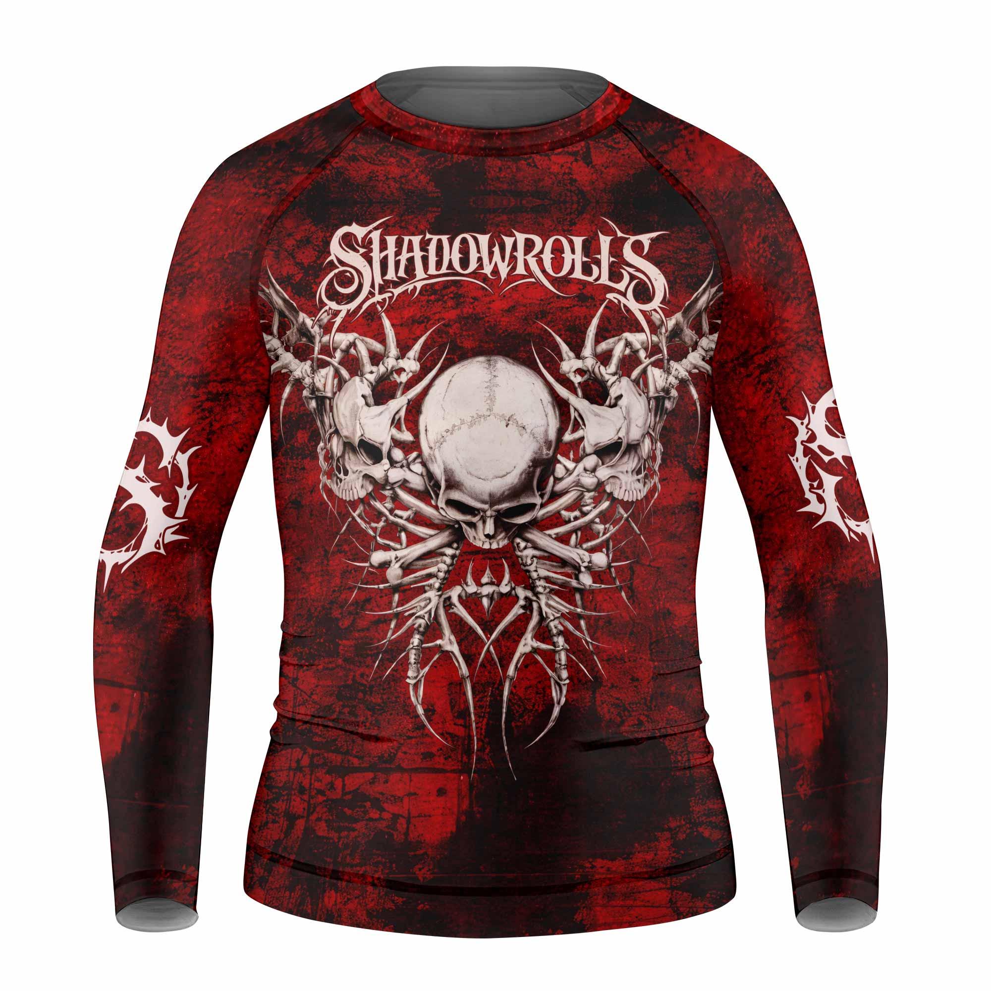 Blood Spine Skull Kids Rash Guard Long Sleeve - front view mockup