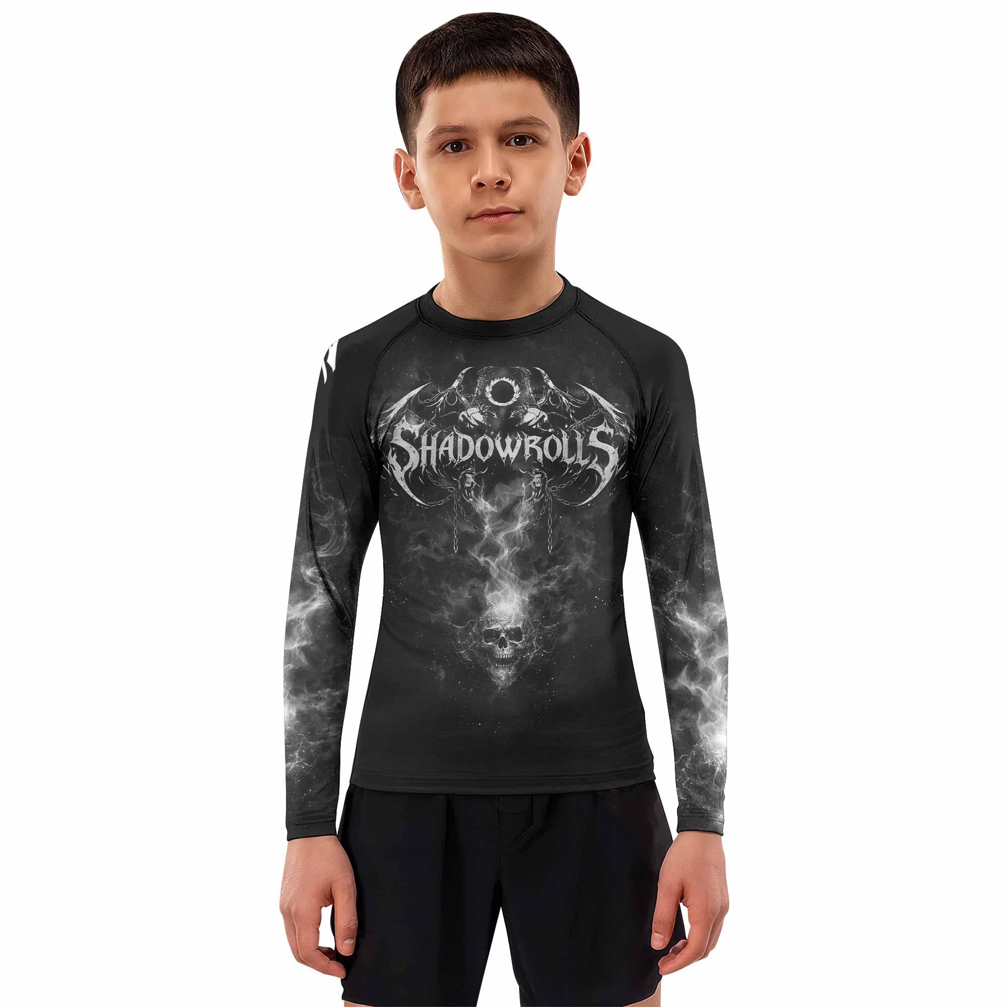 Wraith of the Abyss Kids Rash Guard Long Sleeve - boy's lifestyle view
